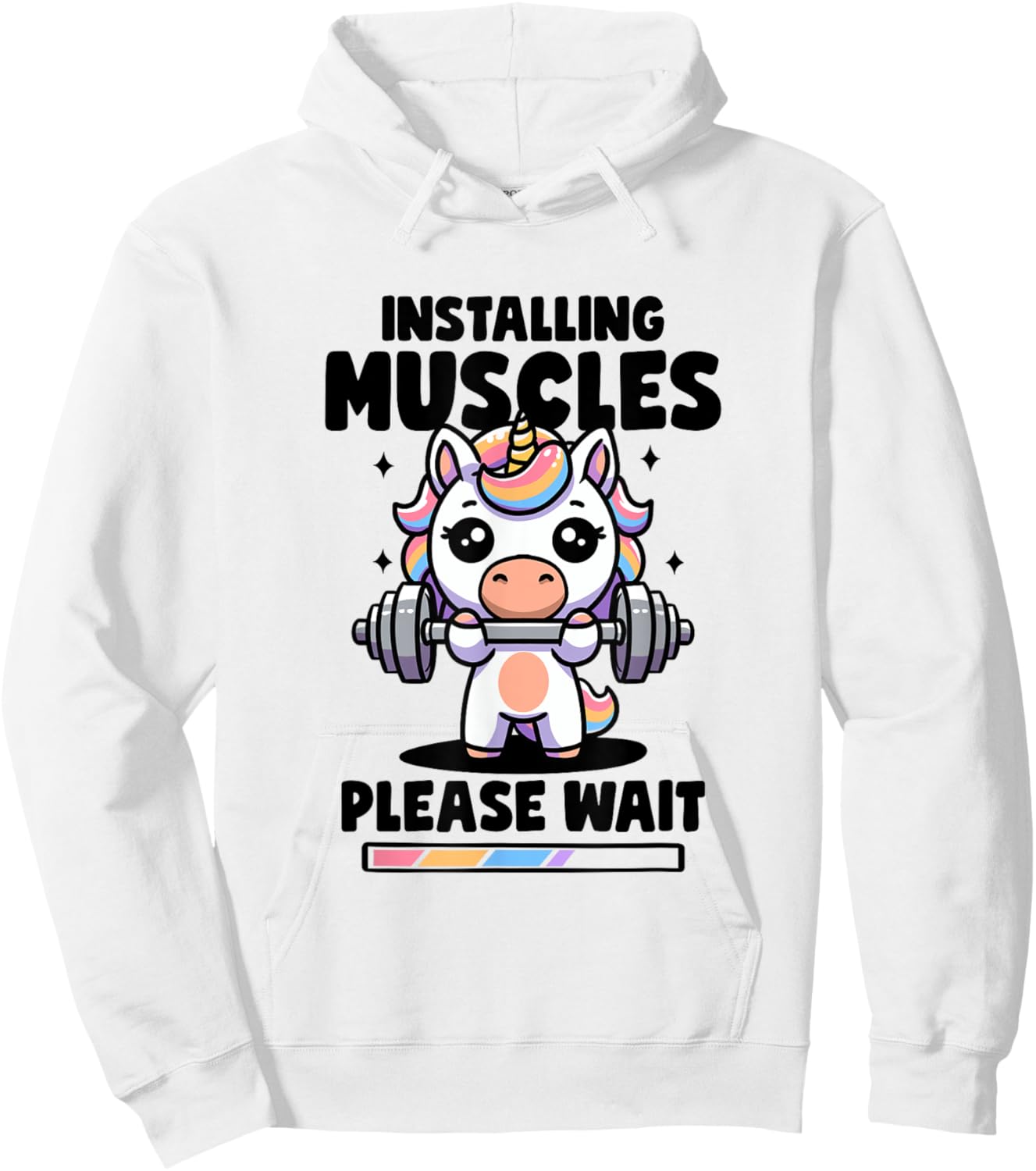 Installing Muscles Please Wait Unicorn Gym Quote Unicorn Hoodie - Hoodie | White