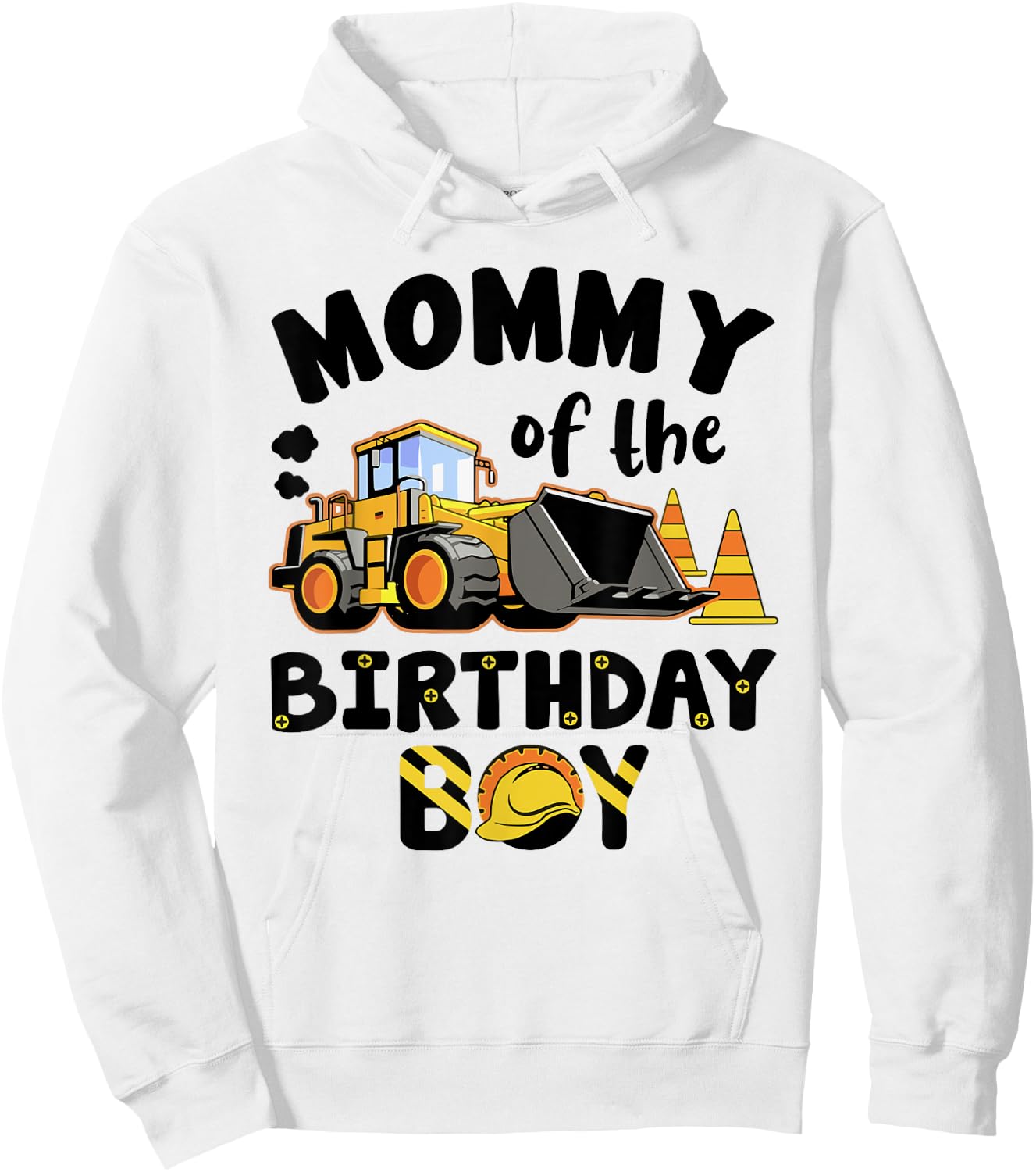 Mommy Of The Birthday Boy Construction Excavator Family Hoodie - Hoodie | White