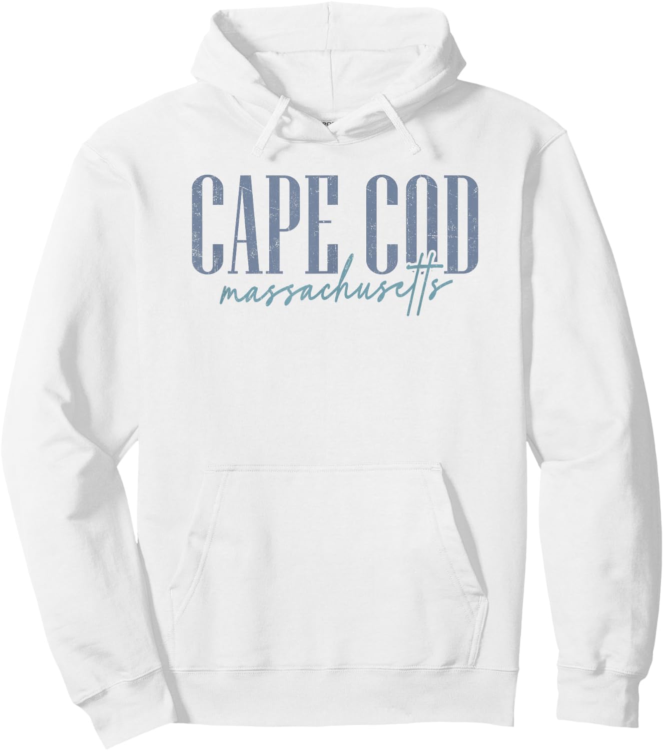 Vintage Cape Cod Massachusetts Retro Throwback Script Hoodie - Hoodie | White