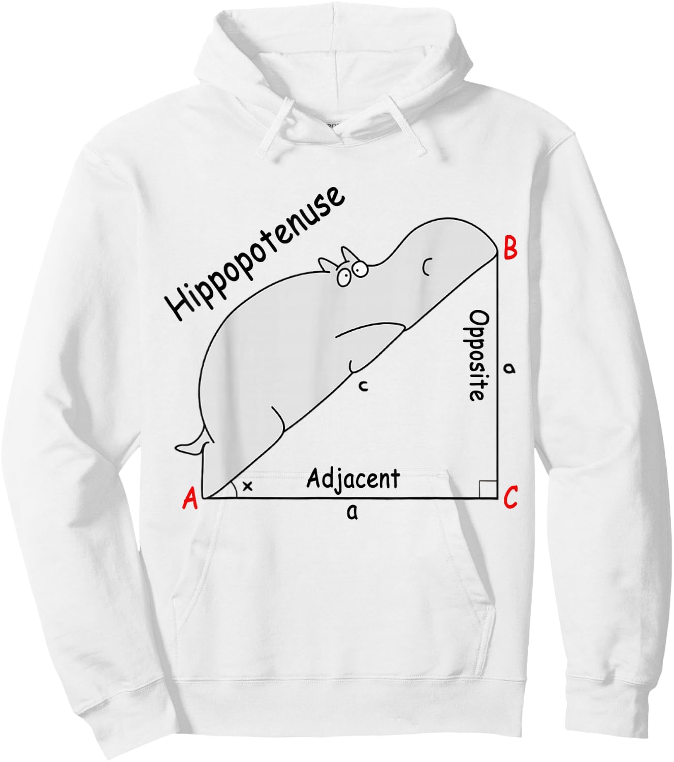 Hippopotenuse Hippopotamus Funny Math Geometry Hoodie - Hoodie | White
