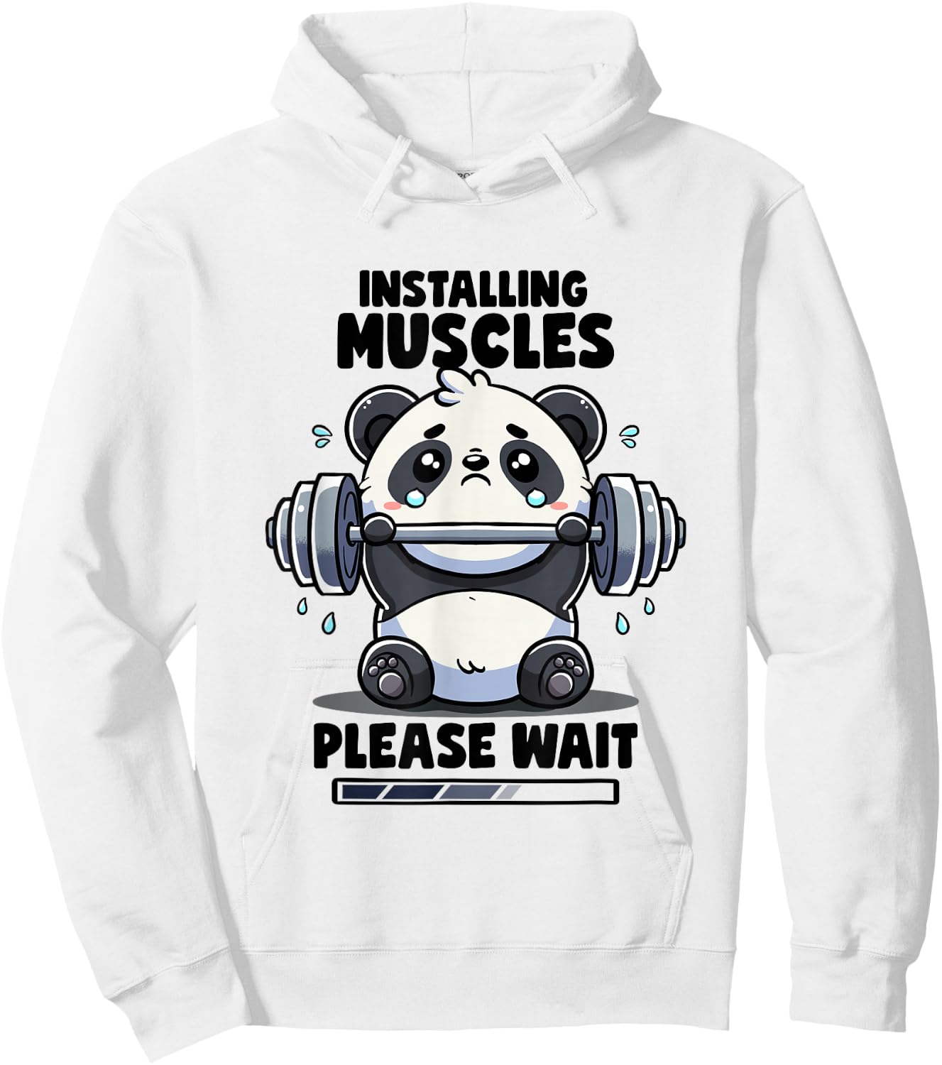 Installing Muscles Please Wait Panda Lifting Gym Quote Panda Hoodie - Hoodie | White