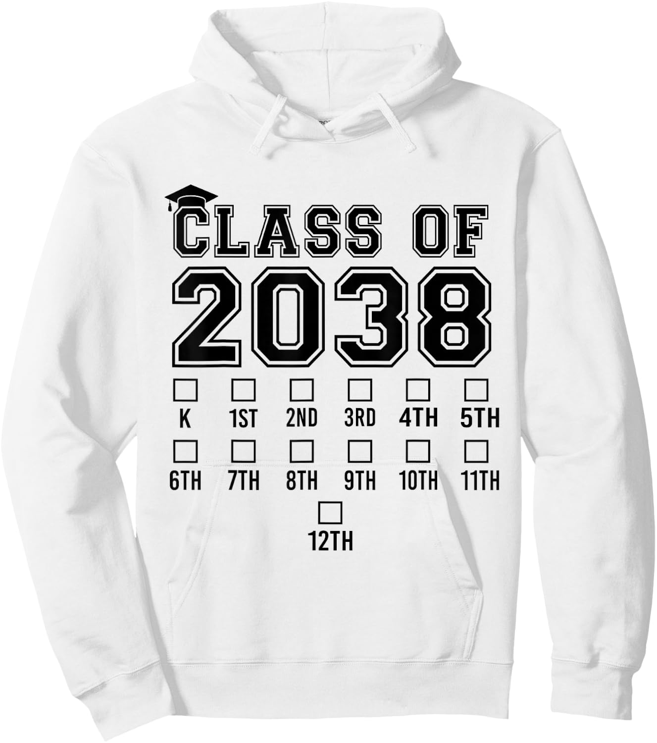 Class Of 2038 Grow With Me Graduation First Day of School Hoodie - Hoodie | White