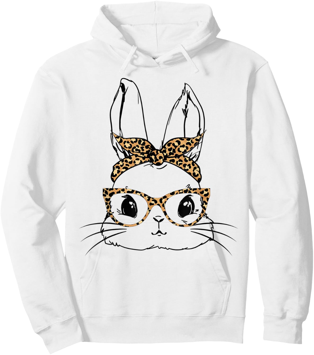 Cute Bunny With Bandana Leopard Glasses Easter Day Hoodie - Hoodie | White