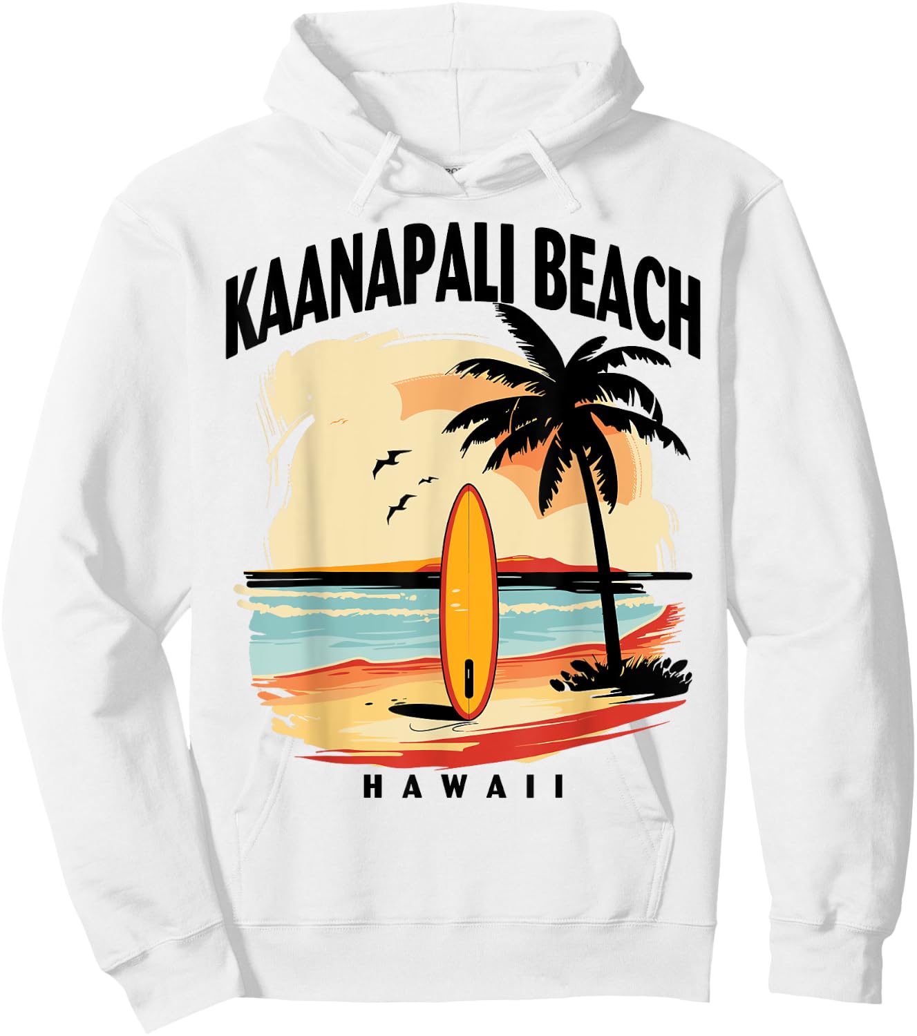 Kaanapali Beach Hawaii Surfboard Surfing Men Women Hoodie - Hoodie | White