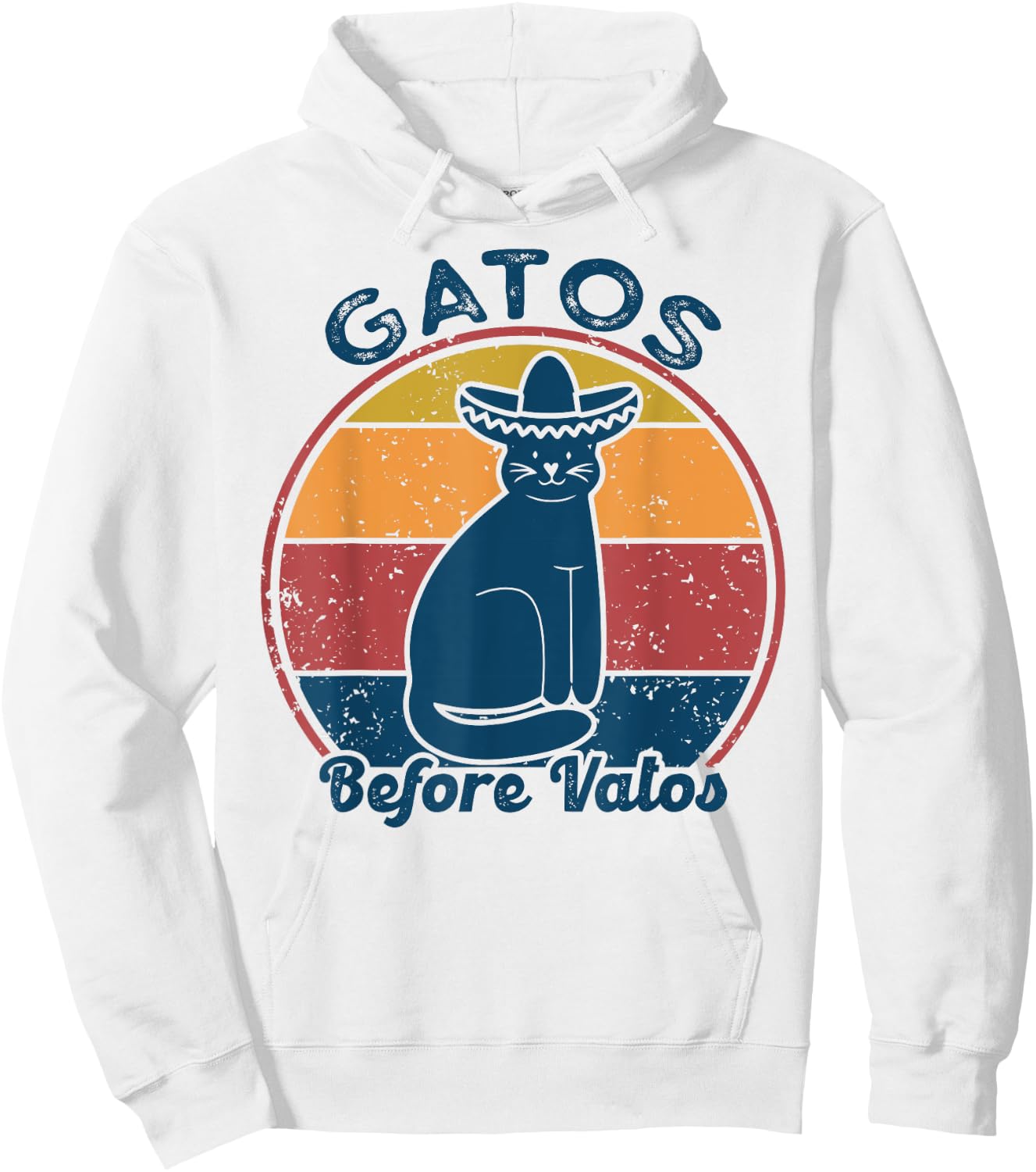 Gatos before Vatos Retro Vintage Funny saying cats Spanish Hoodie - Hoodie | White