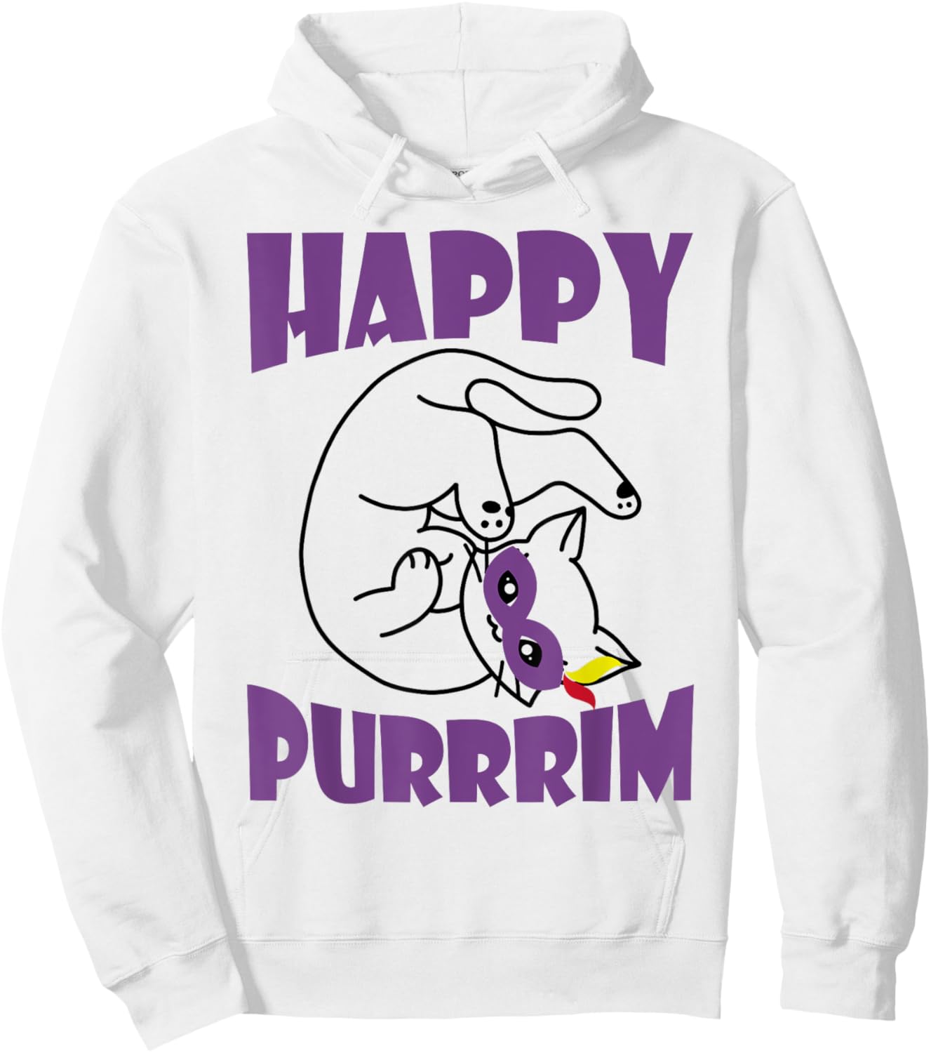 Happy Purrrim Shirt Cat In Costume Purim Shirt Cat Lover Hoodie - Hoodie | White