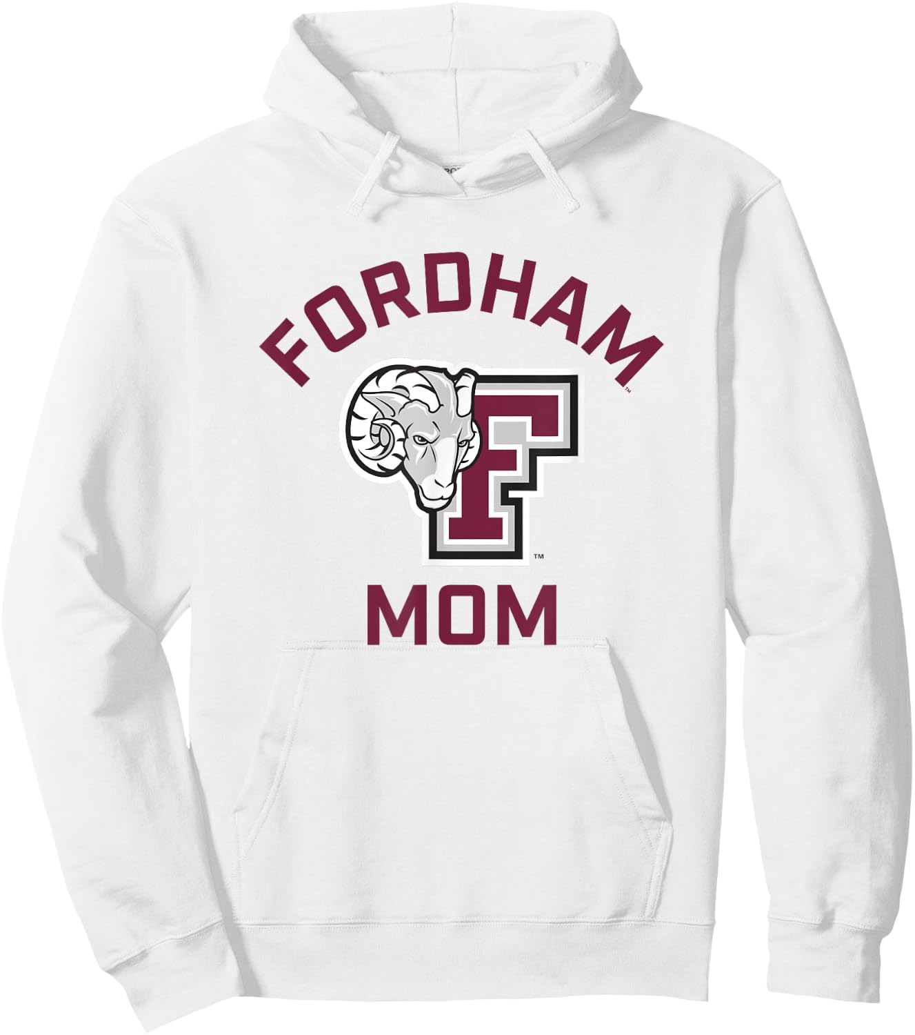 Fordham University Rams Arched Mom Hoodie - Hoodie | White