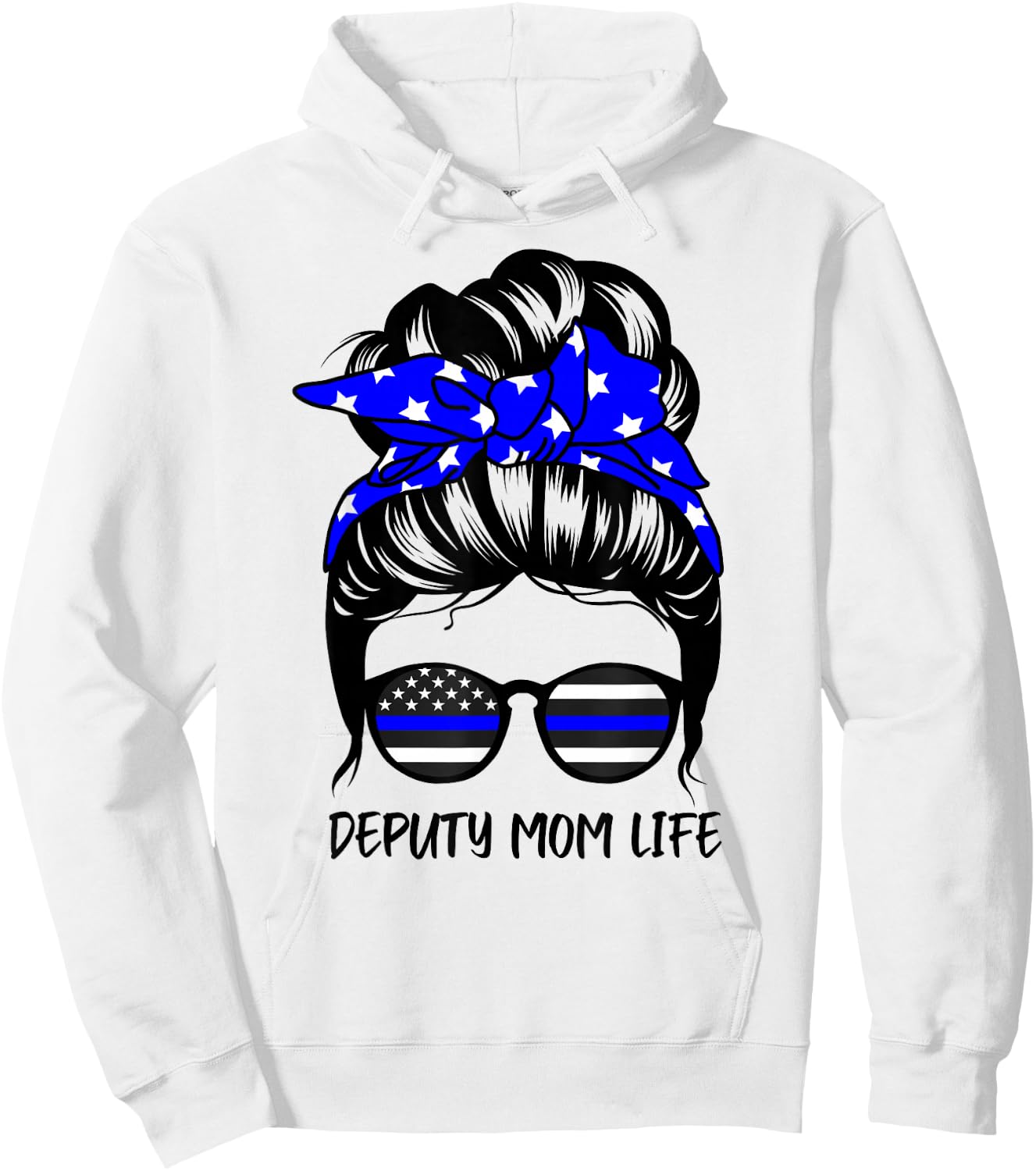 Deputy Mom Life Messy Bun Hair Funny Deputy Mom Hoodie - Hoodie | White