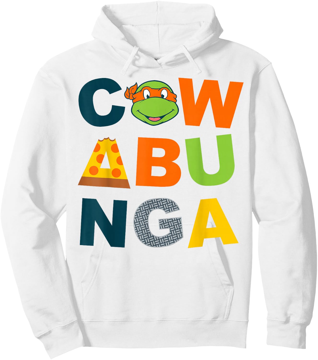 Teenage Mutant Ninja Turtles Cowabunga Large Lettered Hoodie - Hoodie | White