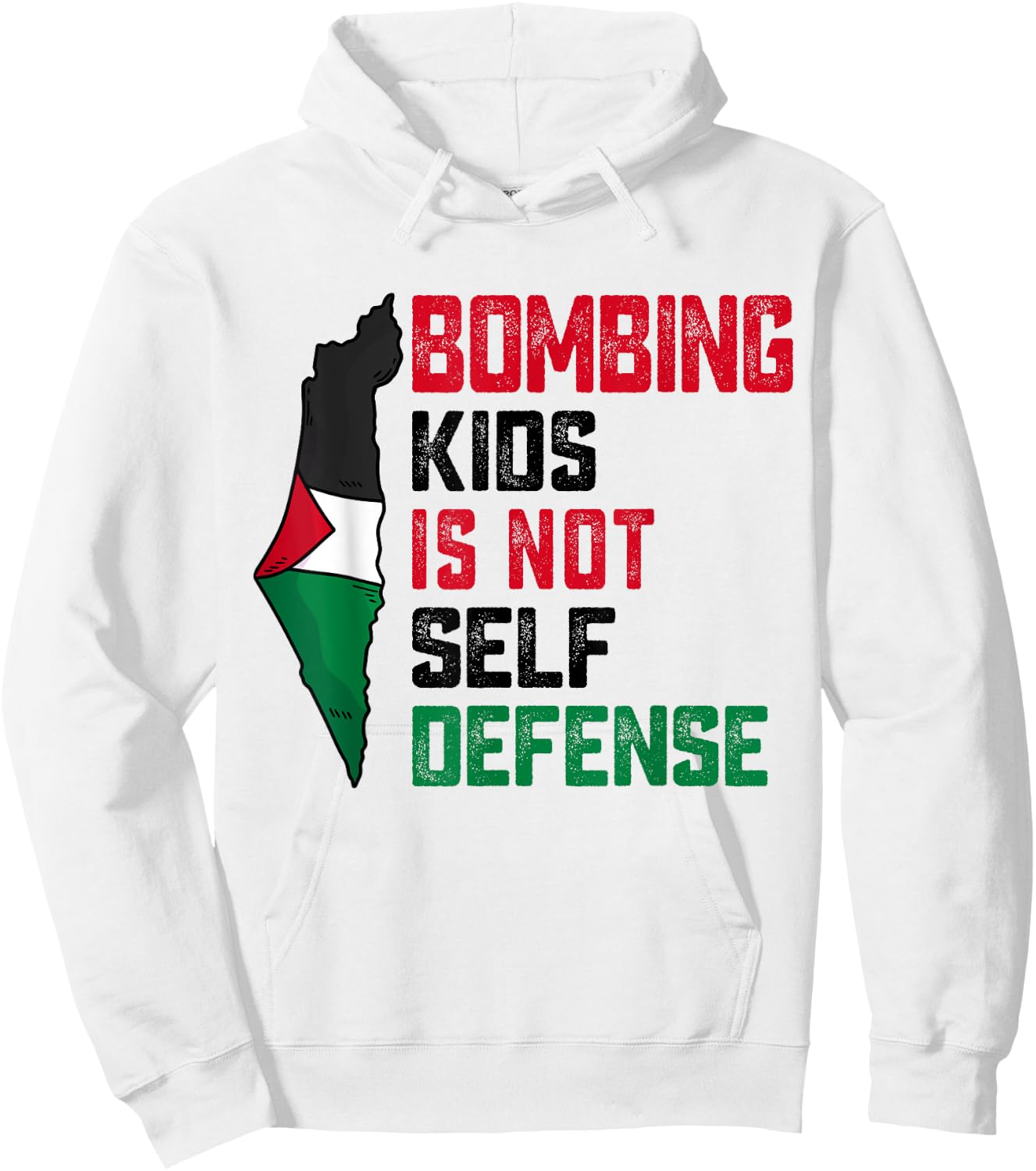 Bombing Kids Is Not Self Defense Palestine Flag Vintage Hoodie - Hoodie | White
