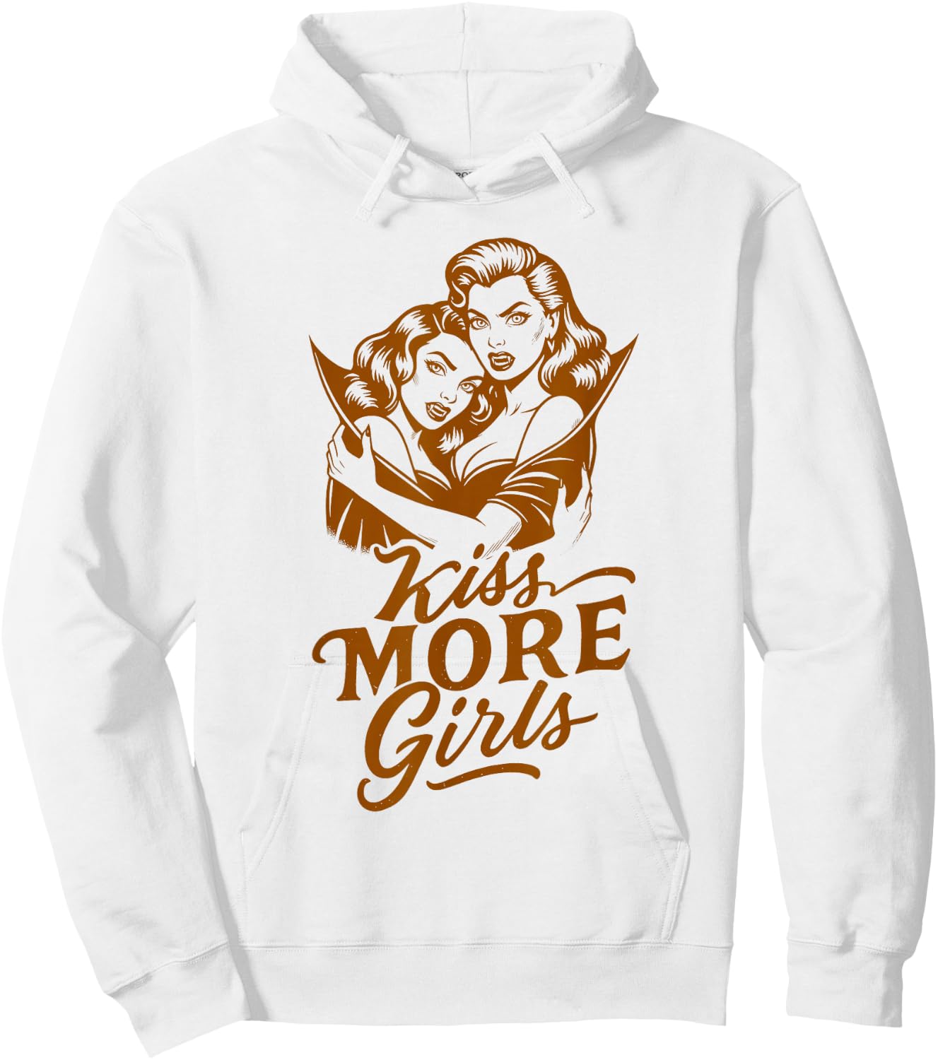 Halloween Vibes Lesbian LGBT Pride Vampire Kiss More Girls Hoodie - Hoodie | White
