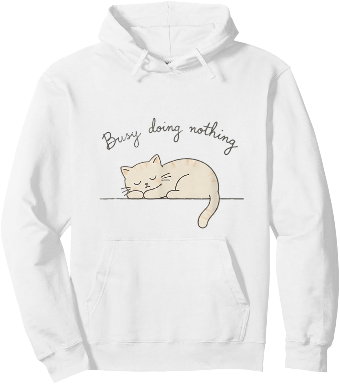 Busy Doing Nothing Sleeping Cat Funny Cute Hoodie - Hoodie | White