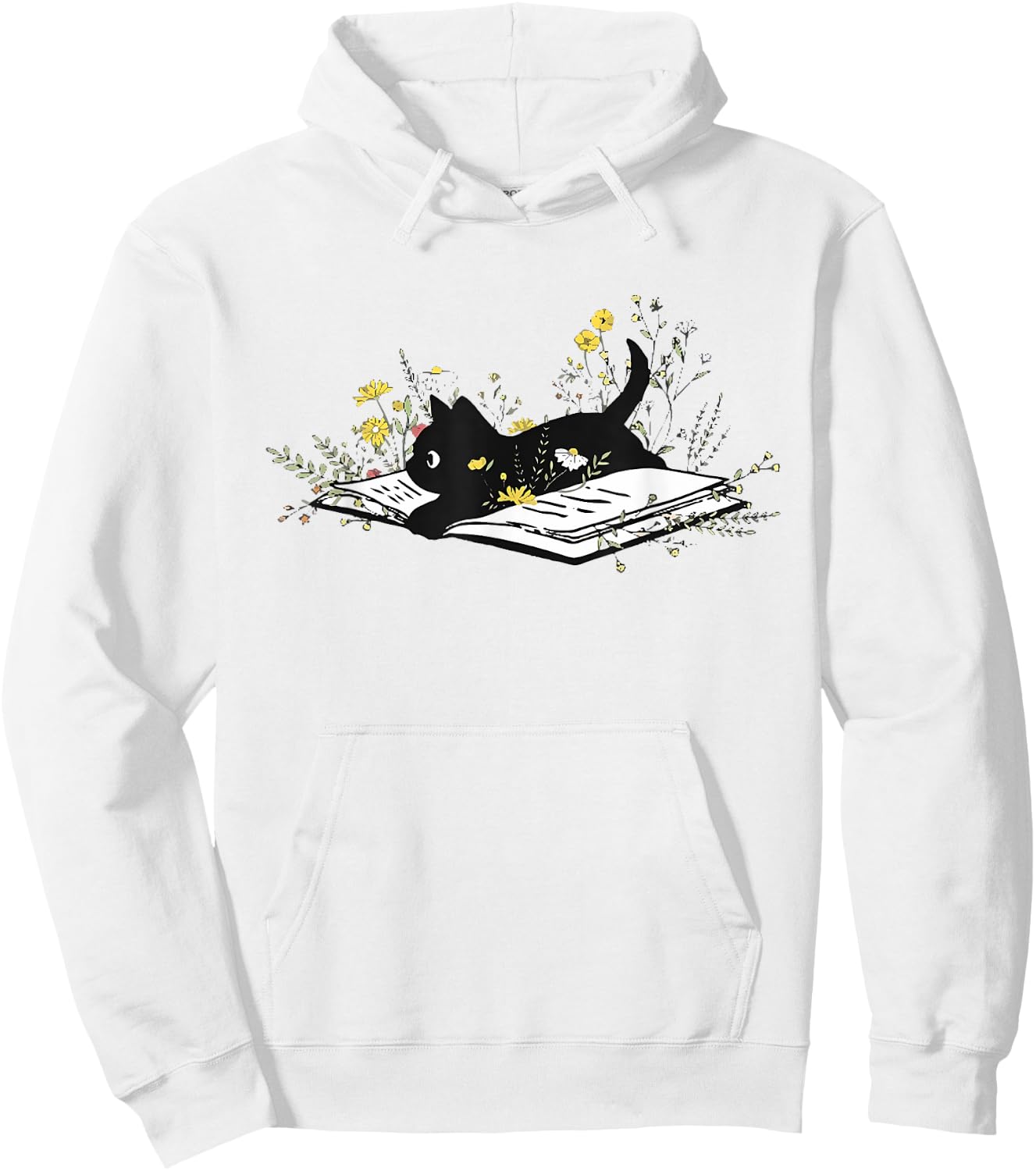 Cute Book Black Cat Book Lover Floral Teacher Life Women Hoodie - Hoodie | White