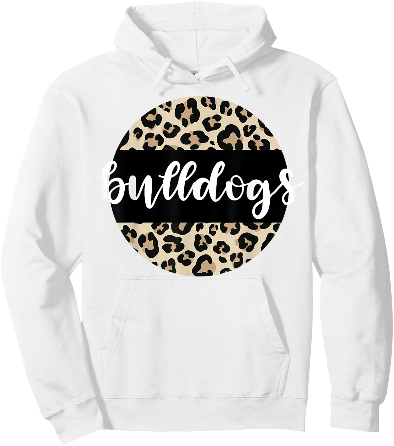 Leopard Print Bulldogs Team Mascot School Spirit Game Night Hoodie - Hoodie | White