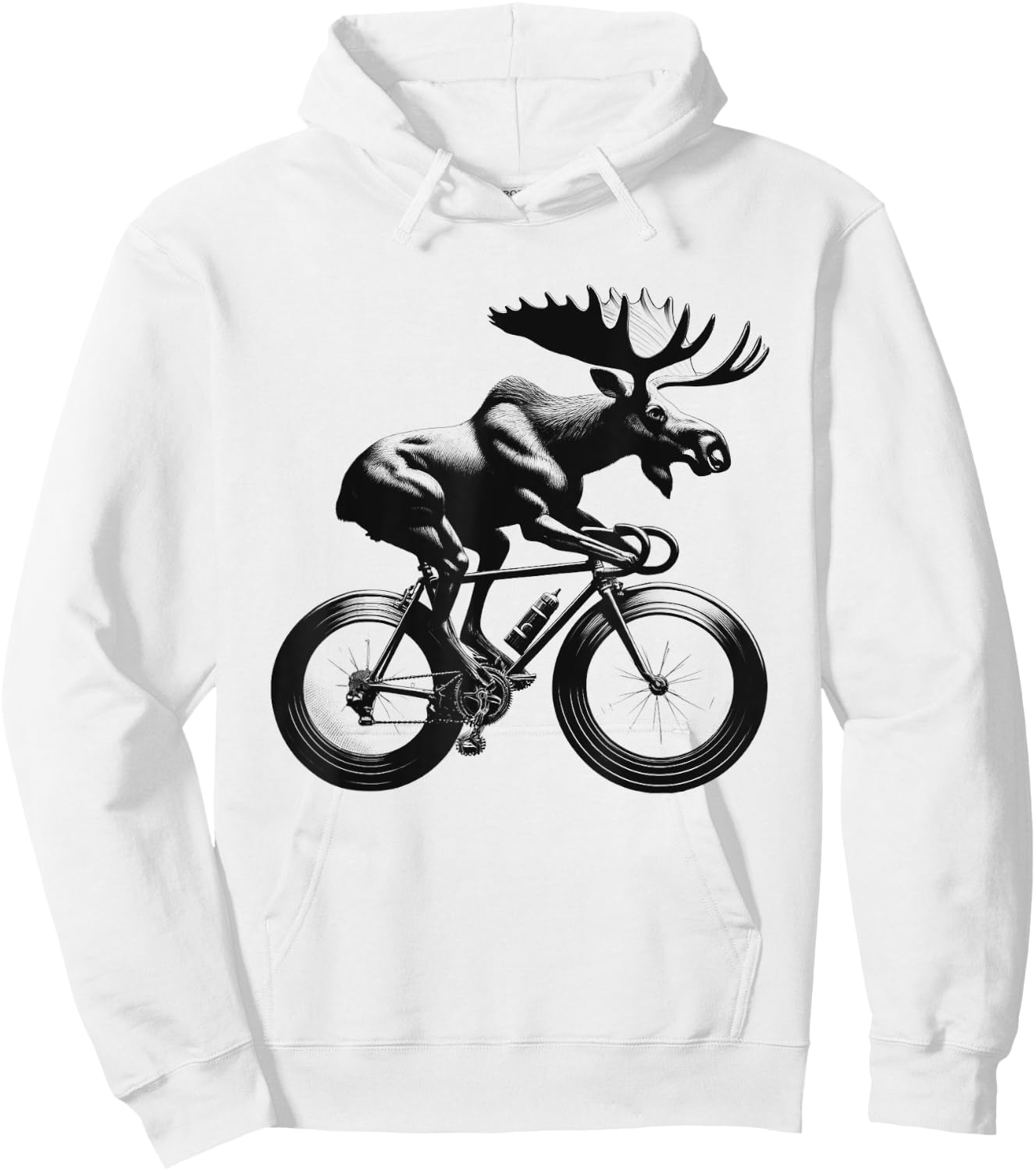 Moose Riding Bike Biker Bicycle Lover Biking Hoodie - Hoodie | White