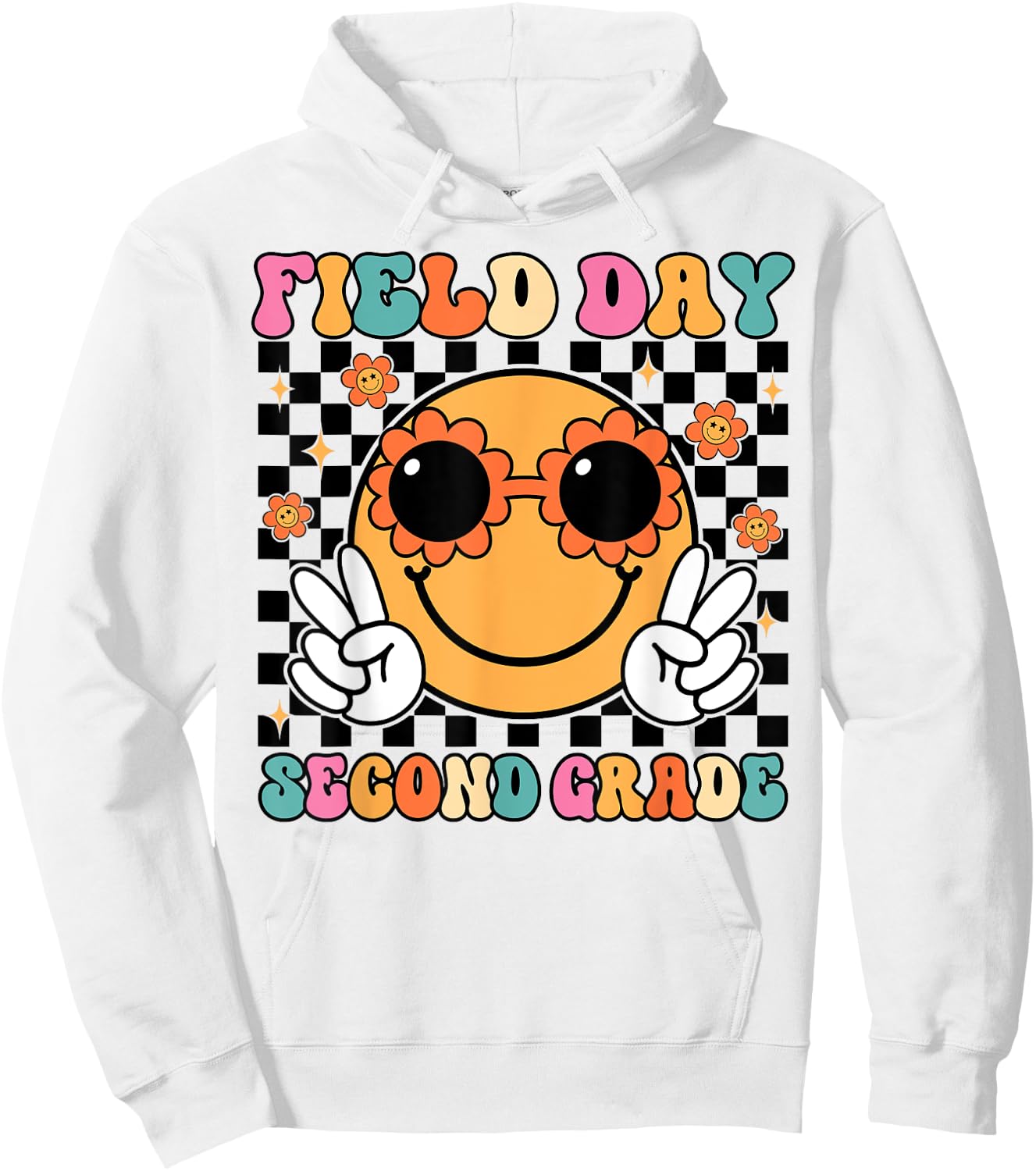 Field Day Second 2nd Grade Teacher Kids Trip School Groovy Hoodie - Hoodie | White