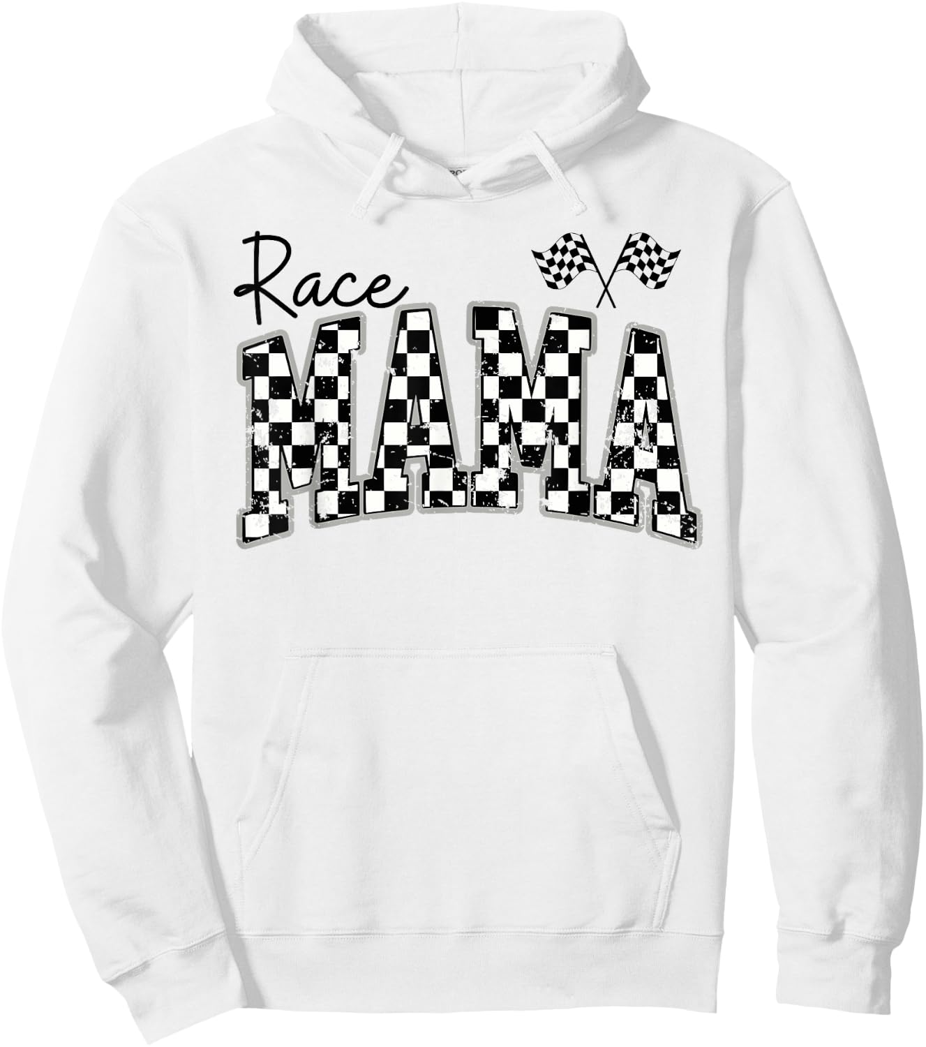Race Mama Checkered Flag Racing Mom Hoodie - Hoodie | White