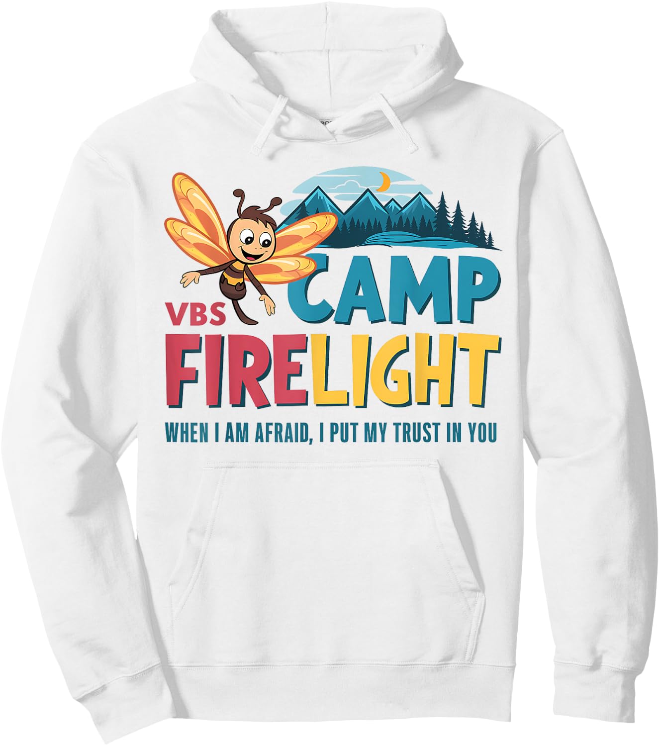 Camp Firelight VBS Camp Vacation Bible School Firework 2025 Hoodie - Hoodie | White