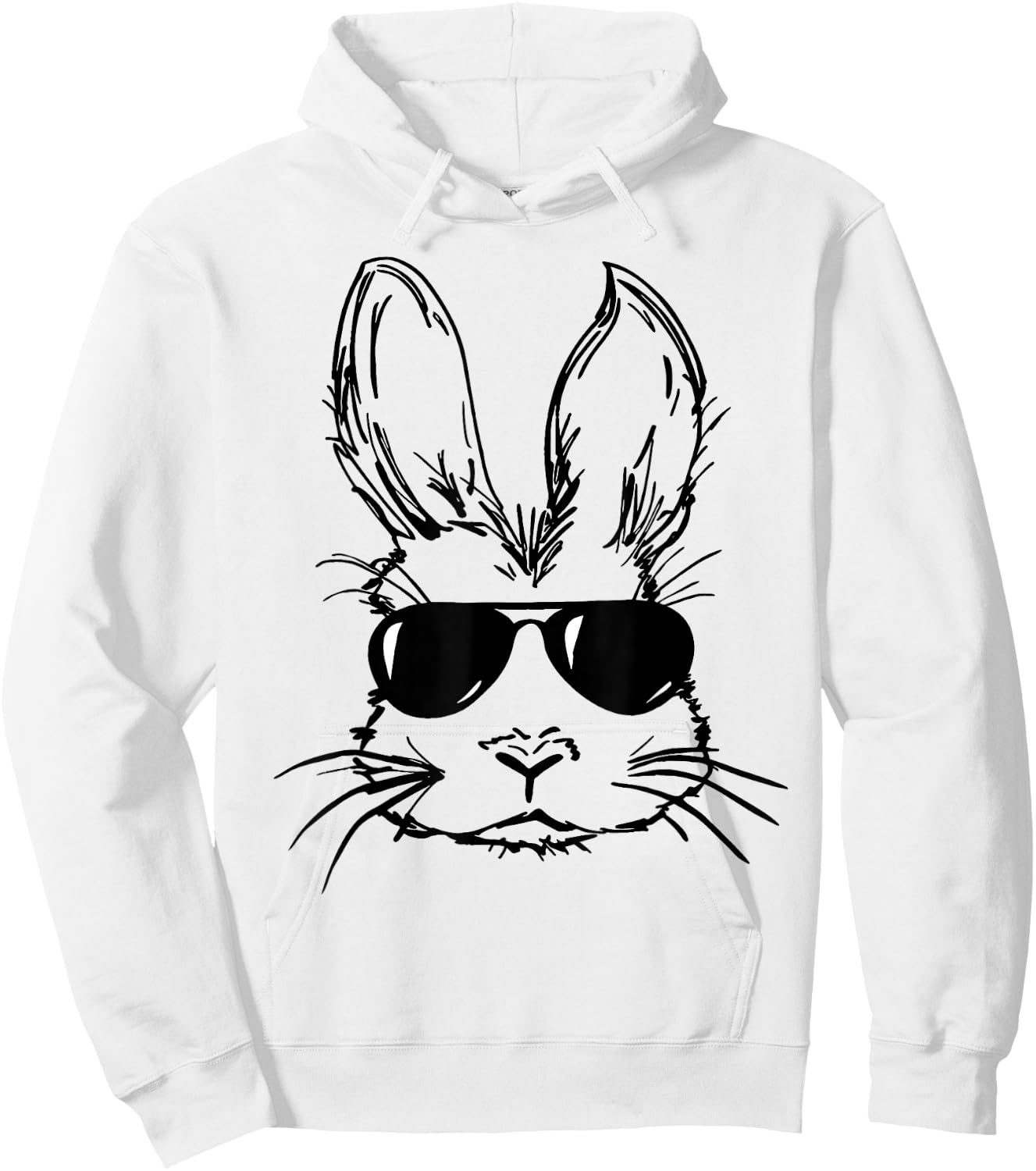 Funny Bunny Face With Sunglasses Easter Day Boy Men Kids Hoodie - Hoodie | White