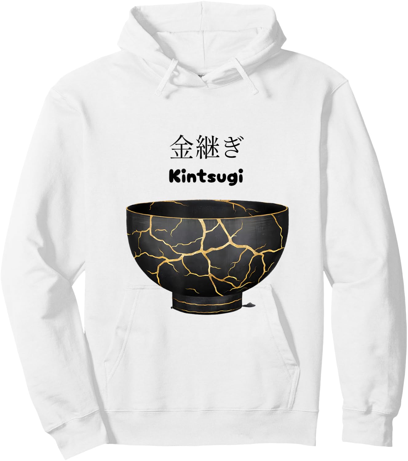 Japanese Kintsugi Bowl - Handcrafted Ceramic Art Hoodie - Hoodie | White