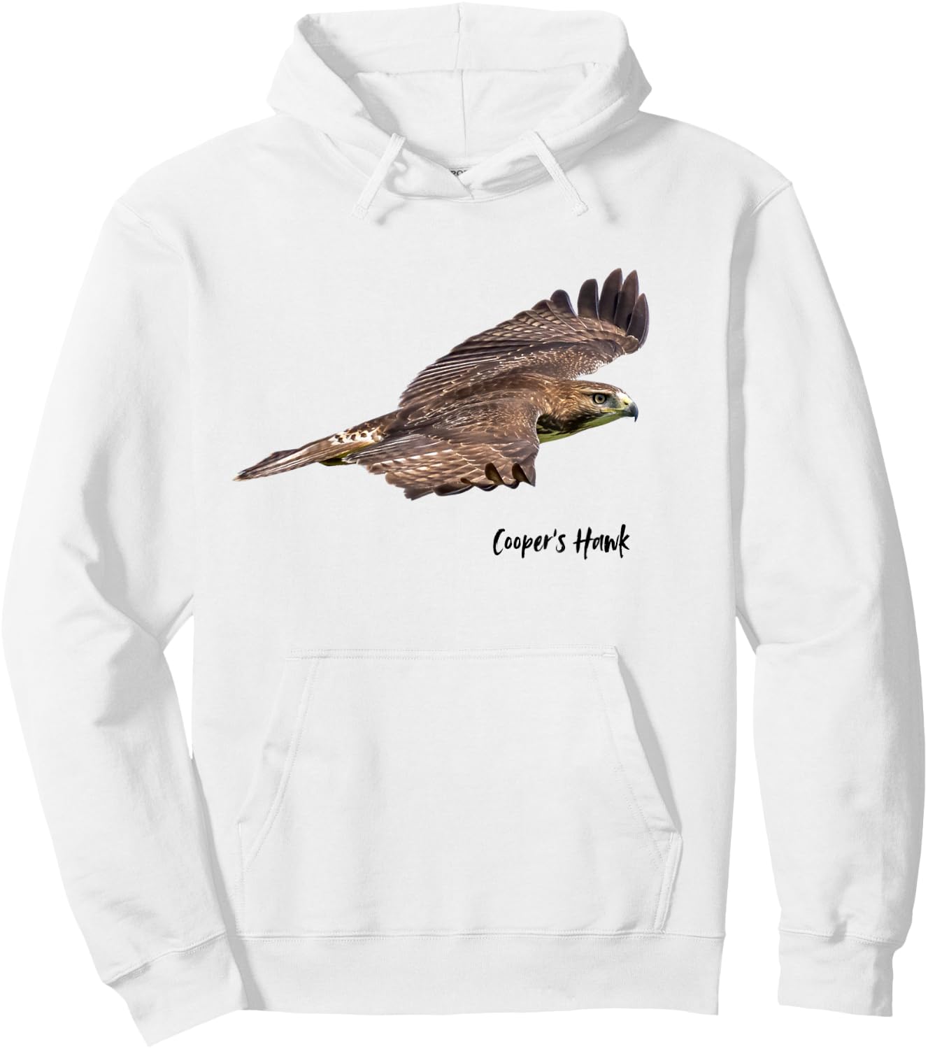 Cooper's Hawk In Flight Graphic Wildlife Birder Hoodie - Hoodie | White