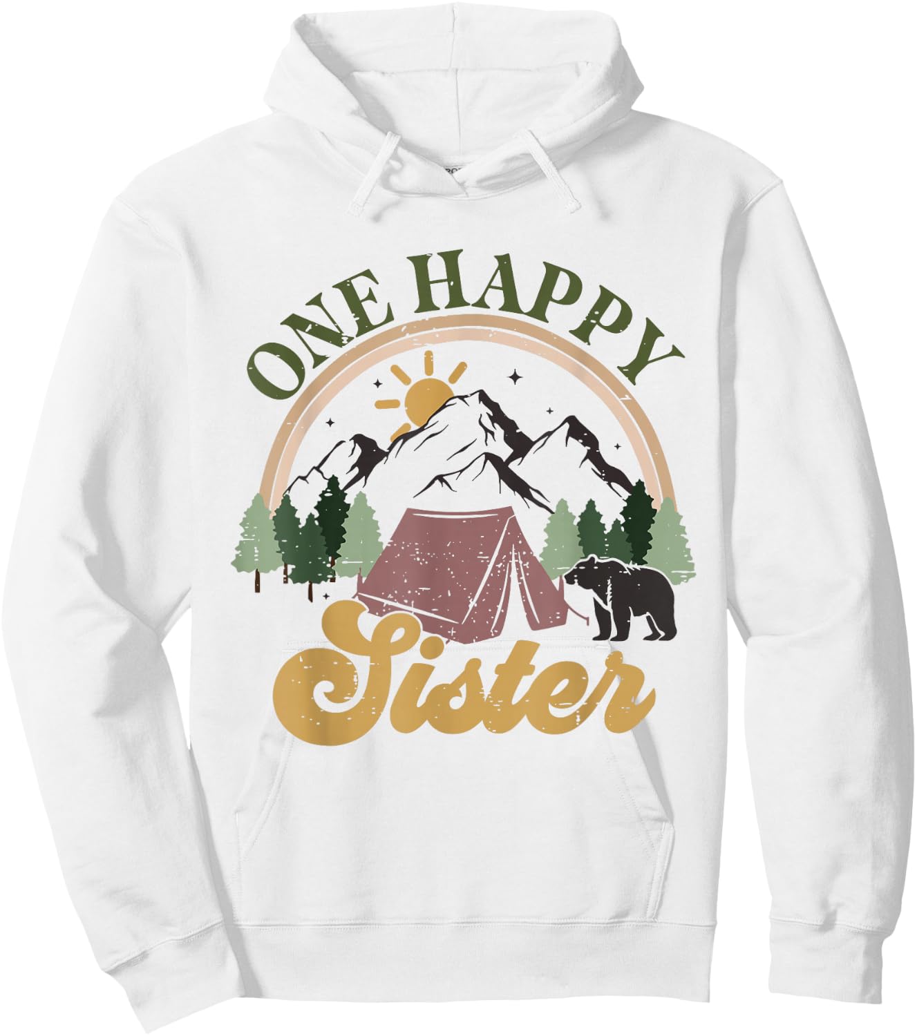Cute One Happy Camper Birthday Decorations One Happy Sister Hoodie - Hoodie | White