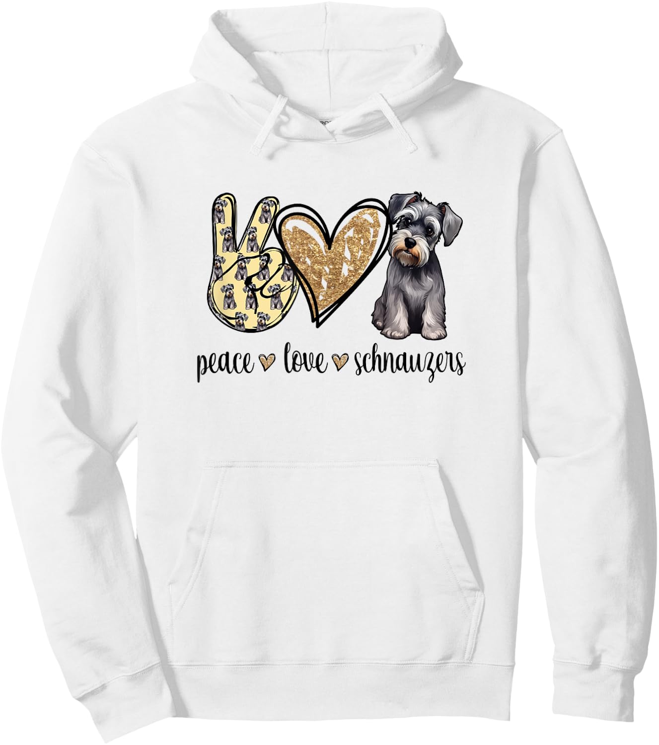 Funny Peace Love Miniature Schnauzer Lover Hoodie - Hoodie | White