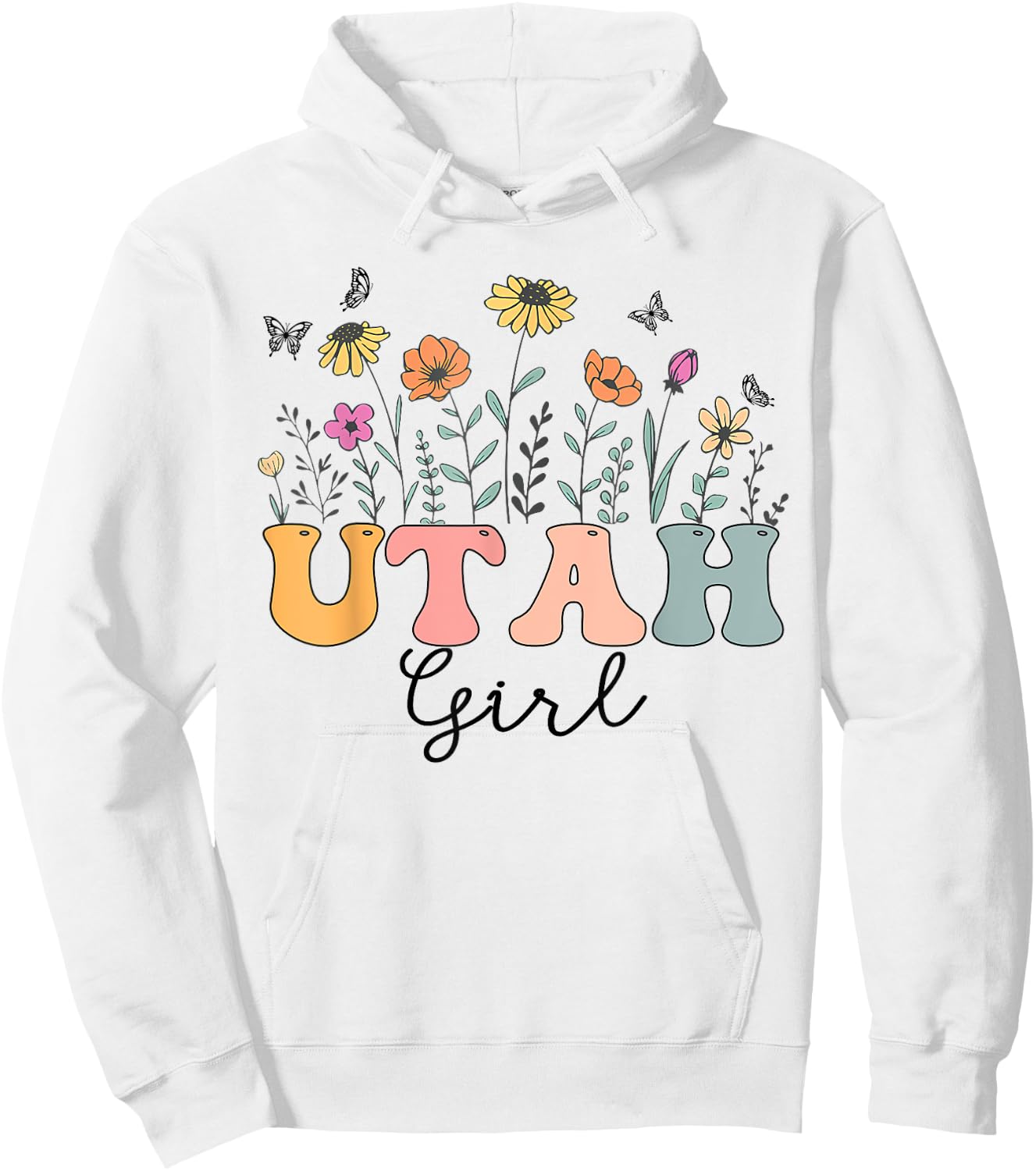 Utah Girl Wildflower Groovy Utah Lover Hoodie - Hoodie | White