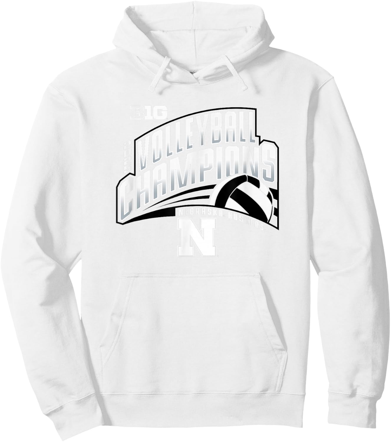 Nebraska Cornhuskers Big Ten Champs 2025 Volleyball Hoodie - Hoodie | White