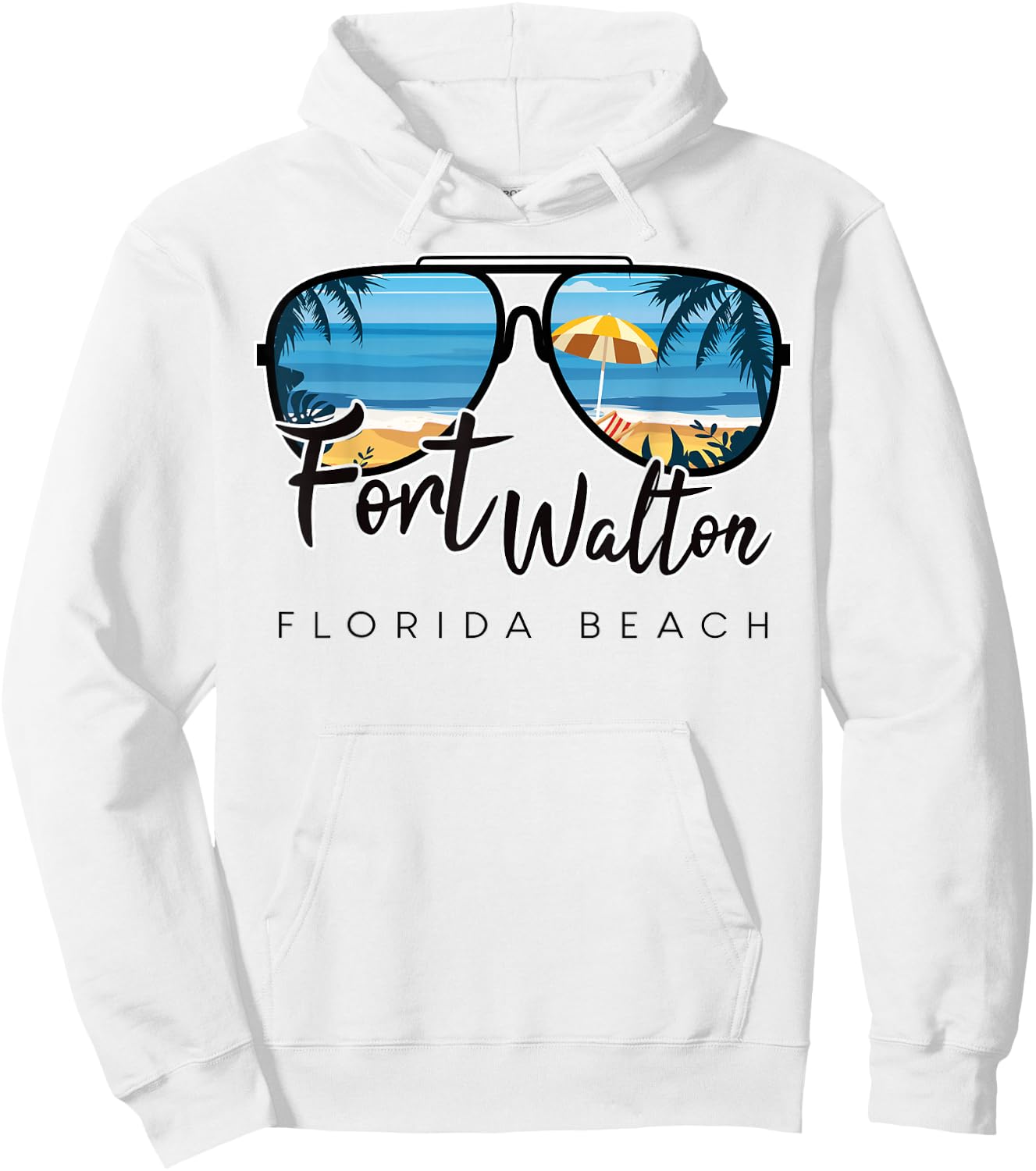 Fort Walton Beach Florida Palm Tree Sunglasses Souvenir Hoodie - Hoodie | White