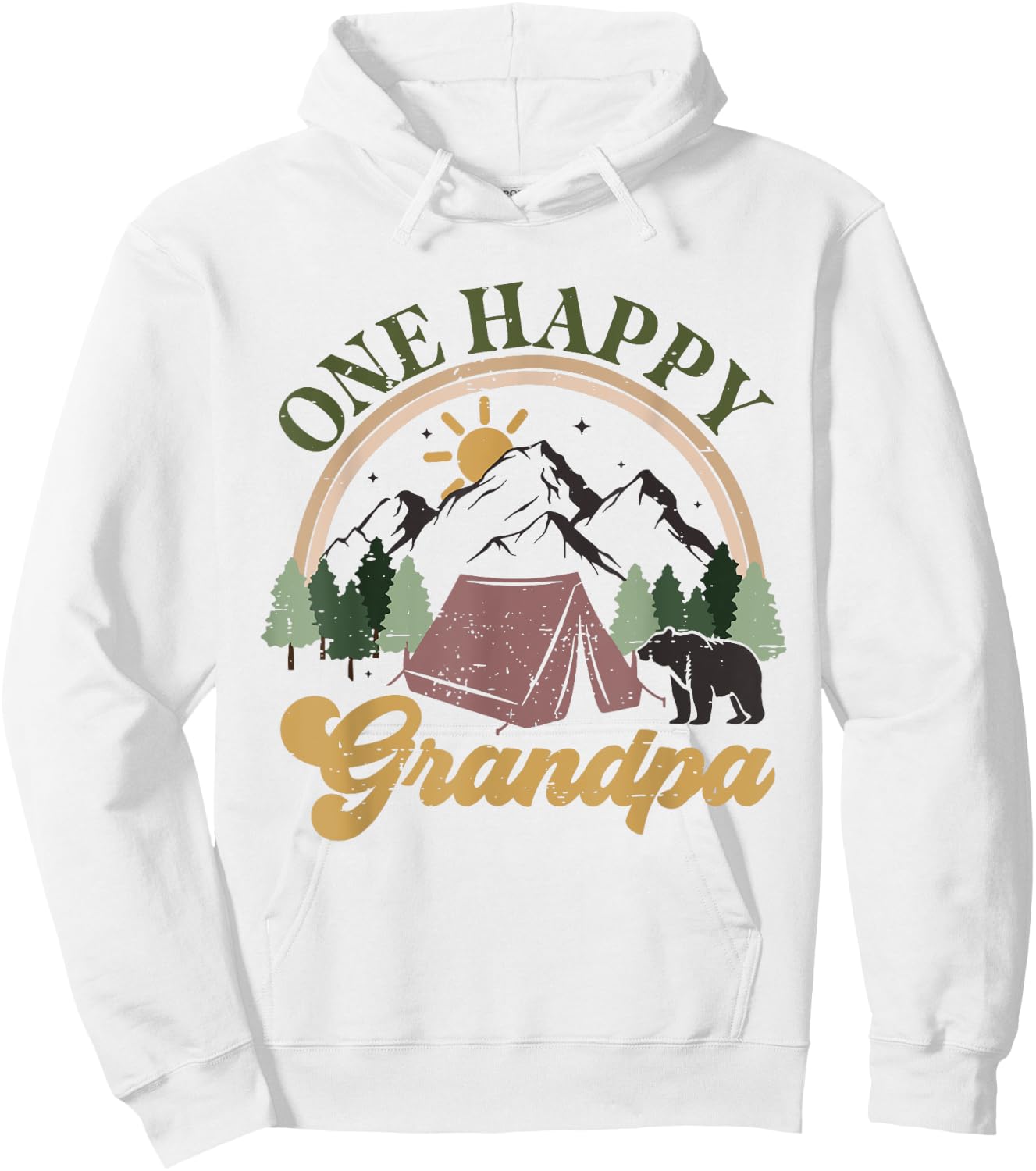 Cute One Happy Camper Birthday Decorations One Happy Grandpa Hoodie - Hoodie | White