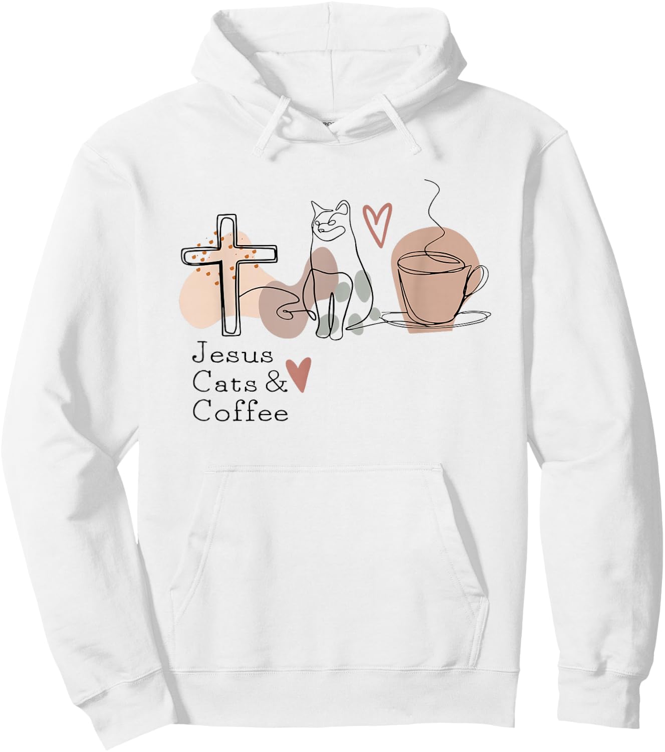 Jesus Cats And Coffee Minimalist Graphic Design Hoodie - Hoodie | White