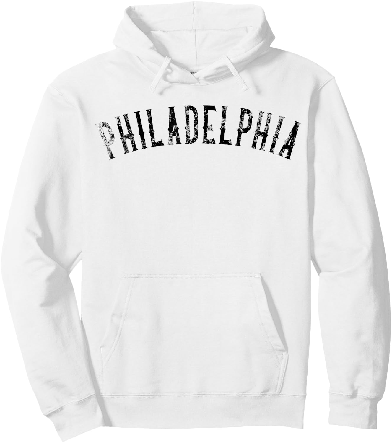 Vintage Philadelphia Distressed Philly Black Text Apparel Hoodie - Hoodie | White