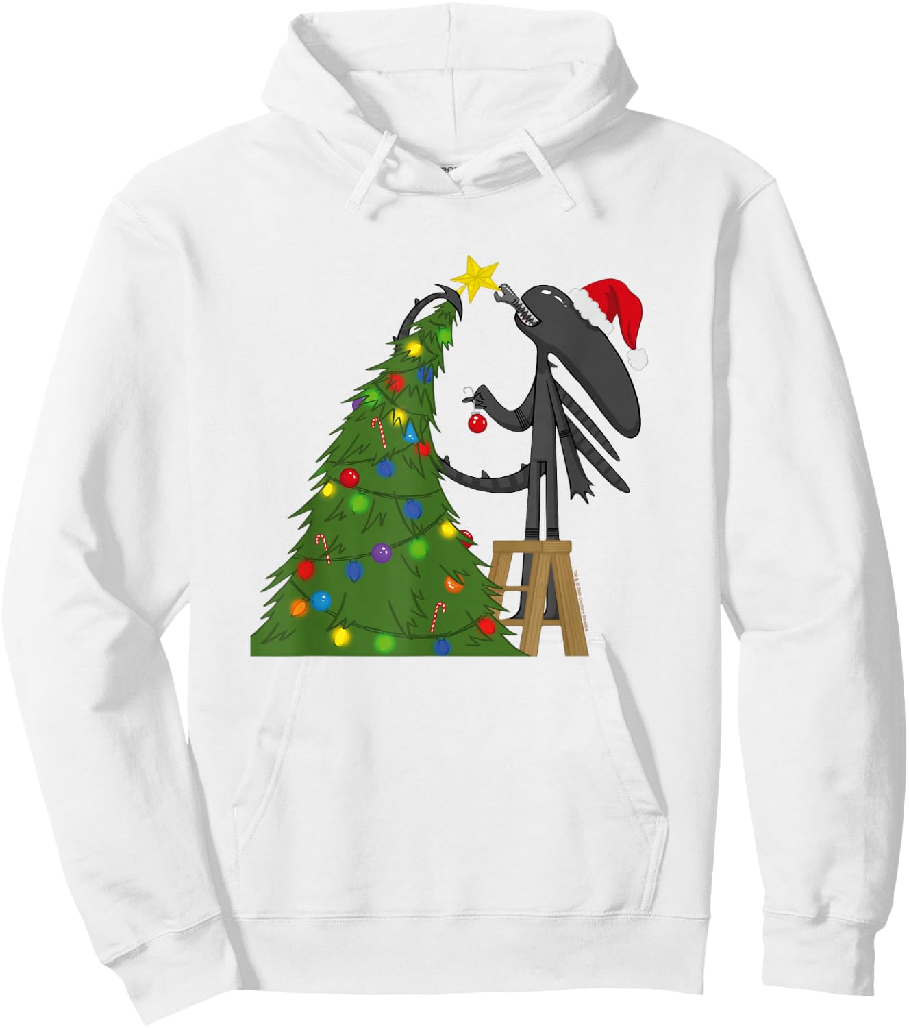 Aliens Cute Animated Xen Ready For Christmas Big Chest Logo Hoodie - Hoodie | White