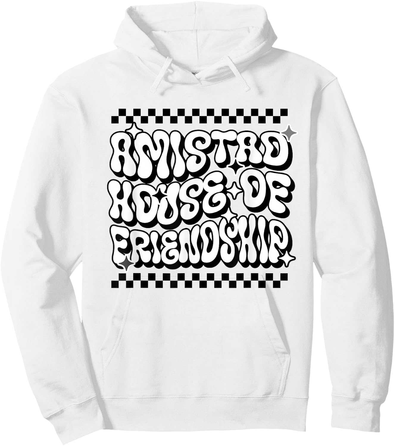 AMISTAD House Of Friendship Red Retro Groovy Social AMISTAD Hoodie - Hoodie | White