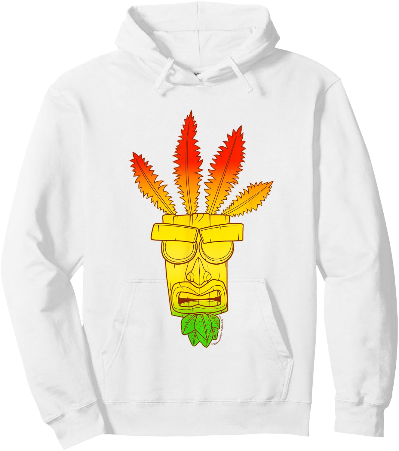 Crash Bandicoot Aku Aku Gradient Colors Chest Logo Hoodie - Hoodie | White