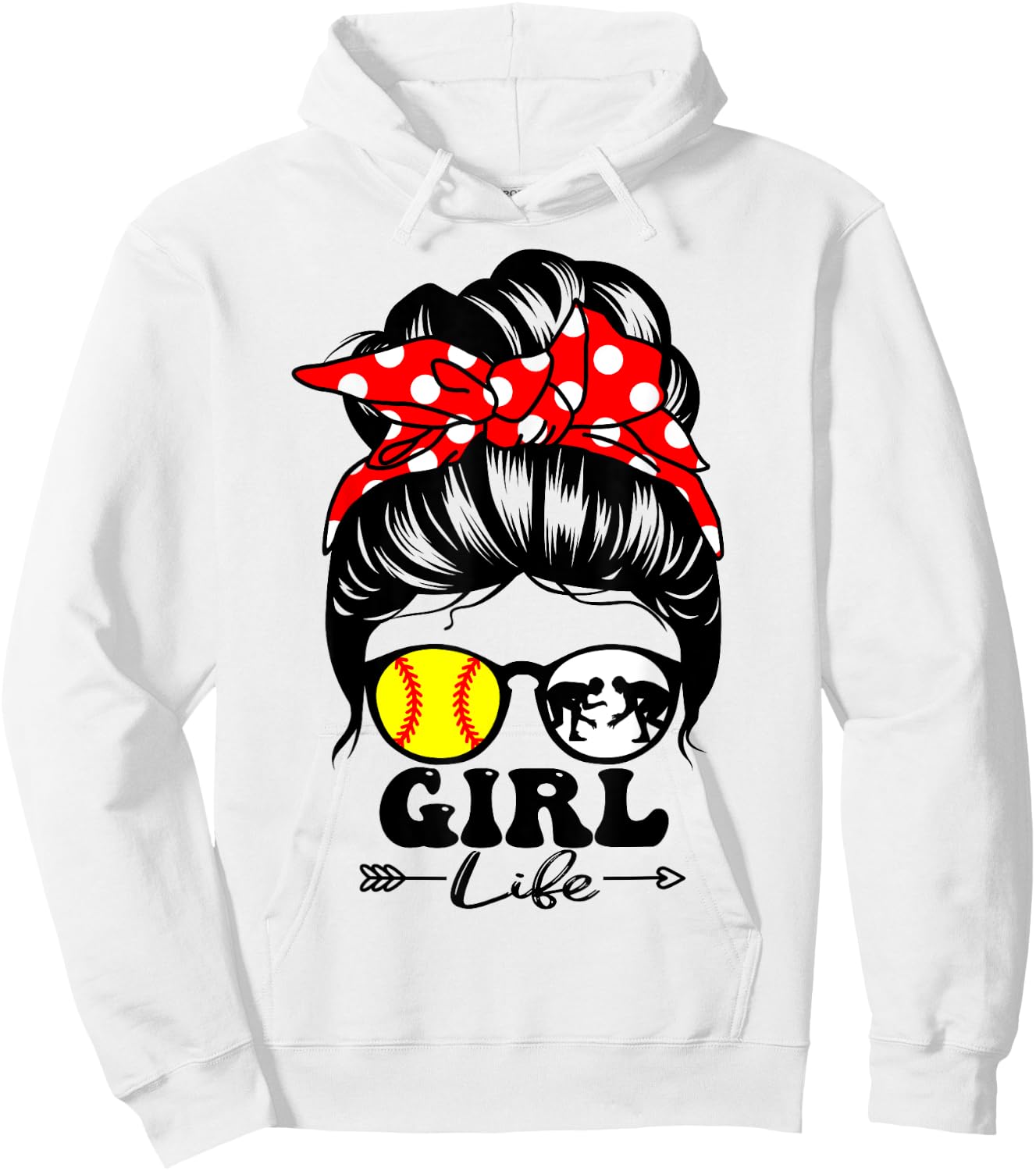 Girl Life Messy Bun Hair Funny Wrestling Softball Player Hoodie - Hoodie | White
