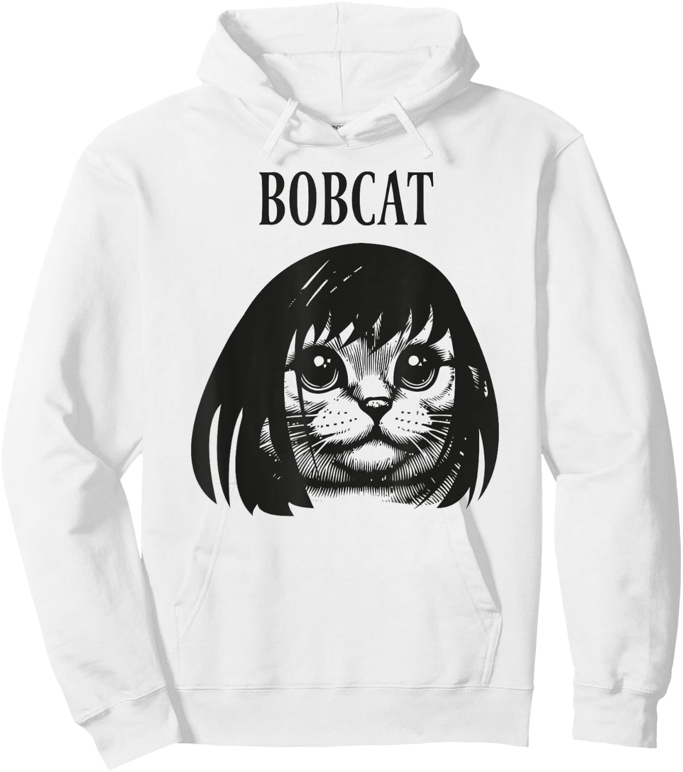 Funny cat bob hairstyle bobcat humorous cats cat lover kitty Hoodie - Hoodie | White