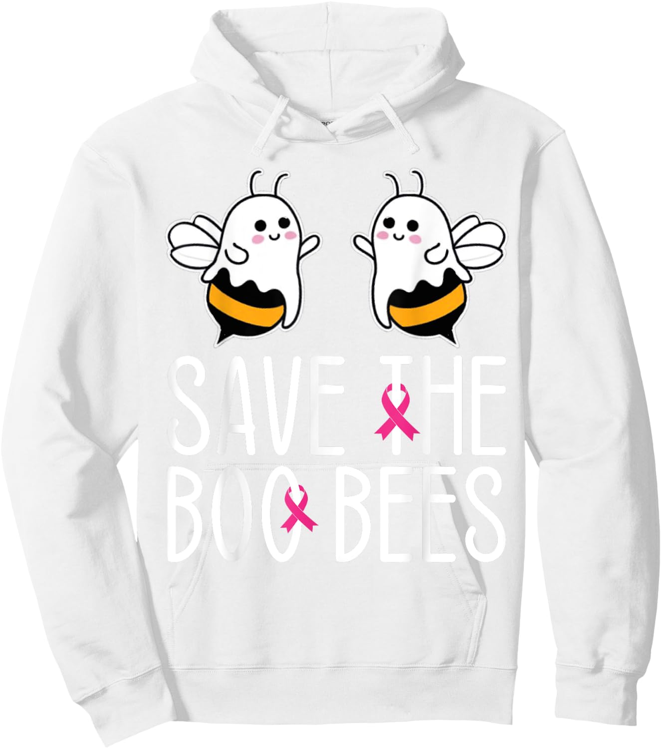 Save The Boo bees Breast Cancer Awareness Halloween Women Hoodie - Hoodie | White