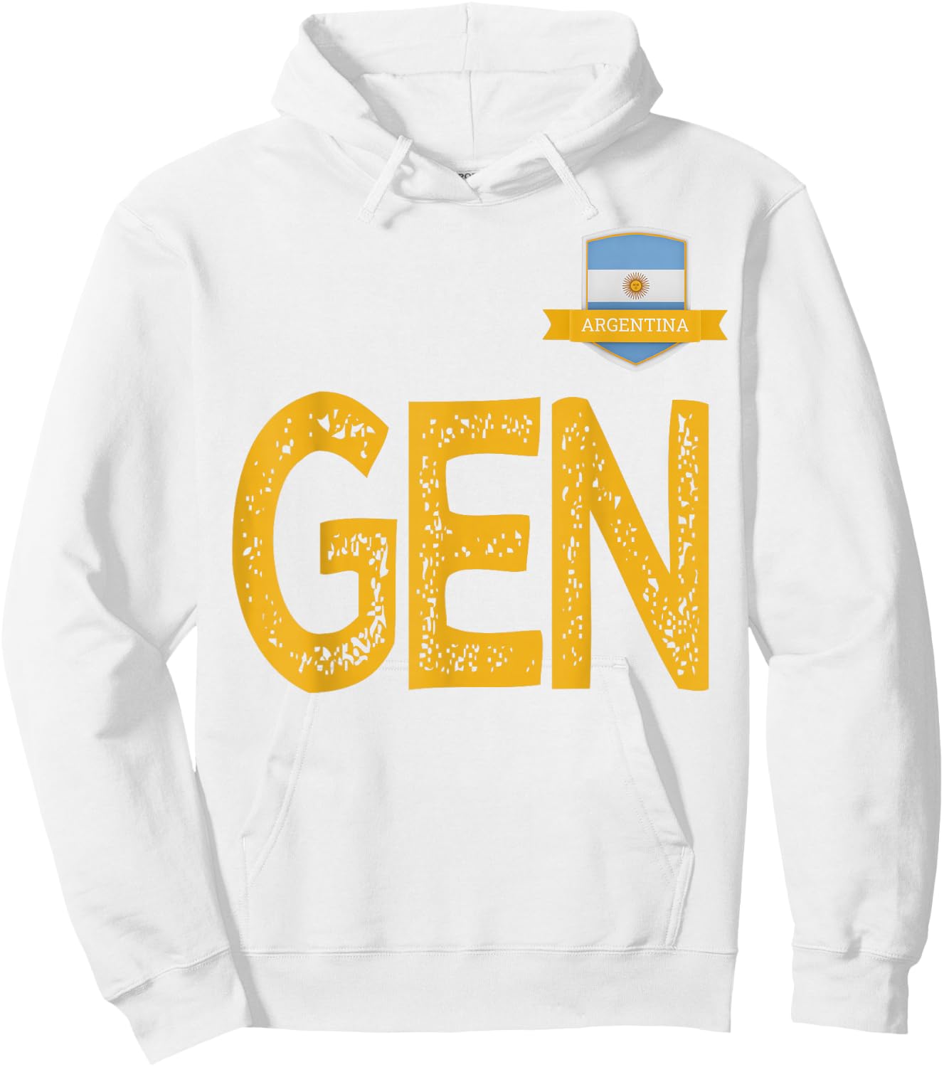 Argentina Human Flag Letter G and Letter E and N Argentina Hoodie - Hoodie | White
