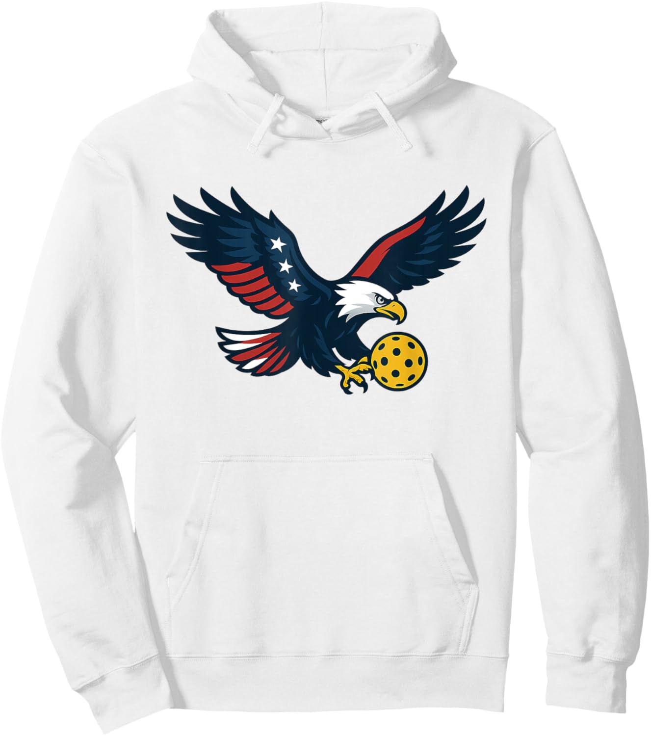 Cool Pickleball Patriotic Blue White Red USA Pride Hoodie - Hoodie | White