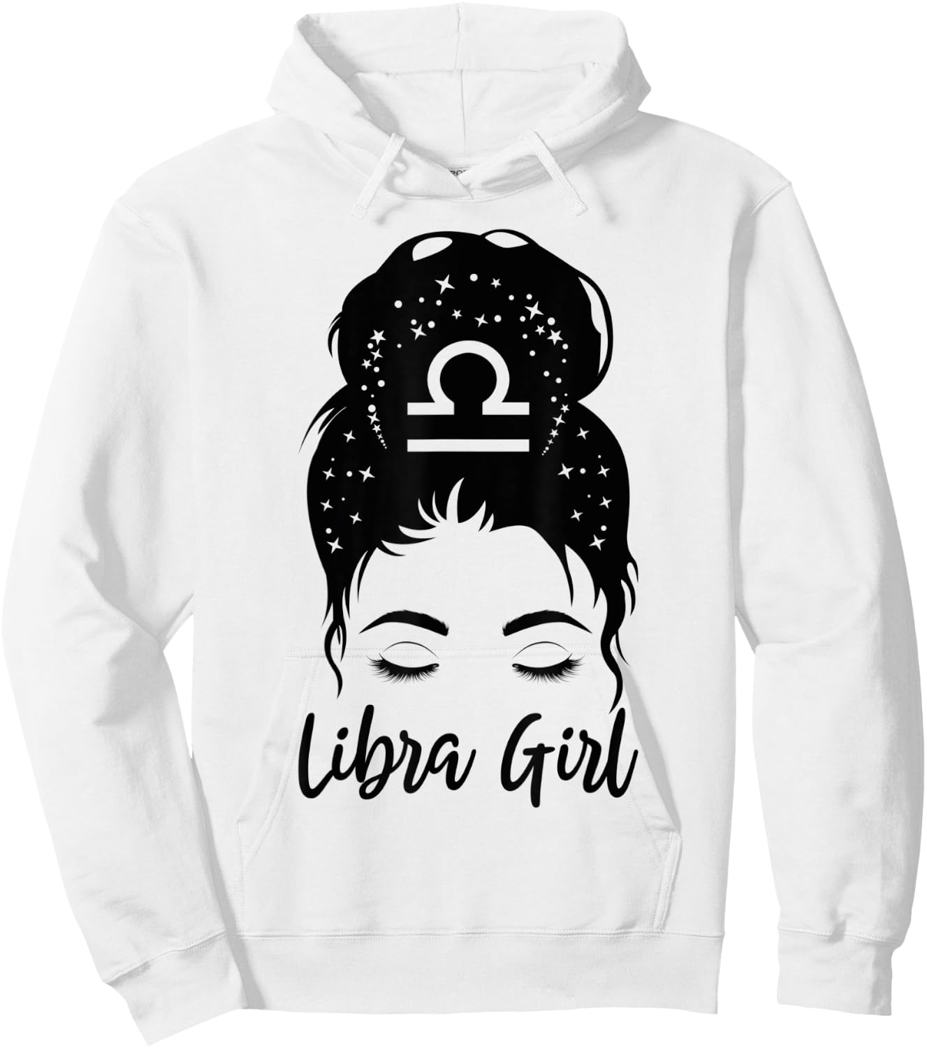 Libra Girl Messy Bun Zodiac Symbol Woman Birthday Costume Hoodie - Hoodie | White
