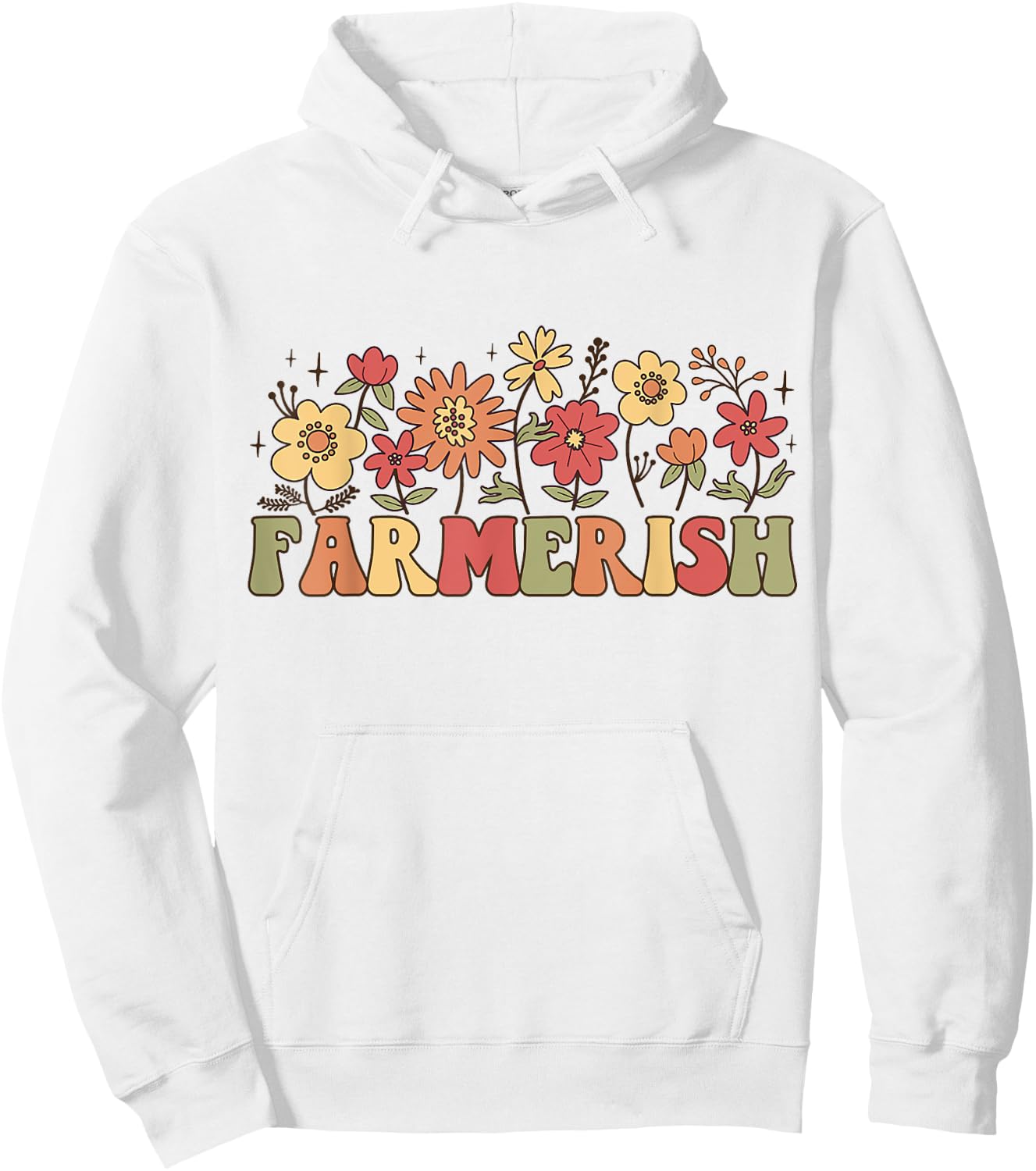 Farmerish Groovy Retro Floral Farmer Wife Daughter Hoodie - Hoodie | White