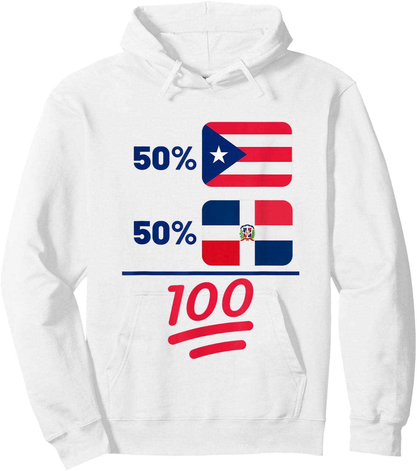 Puerto Rican Plus Dominican Heritage Nationality Flag Hoodie - Hoodie | White