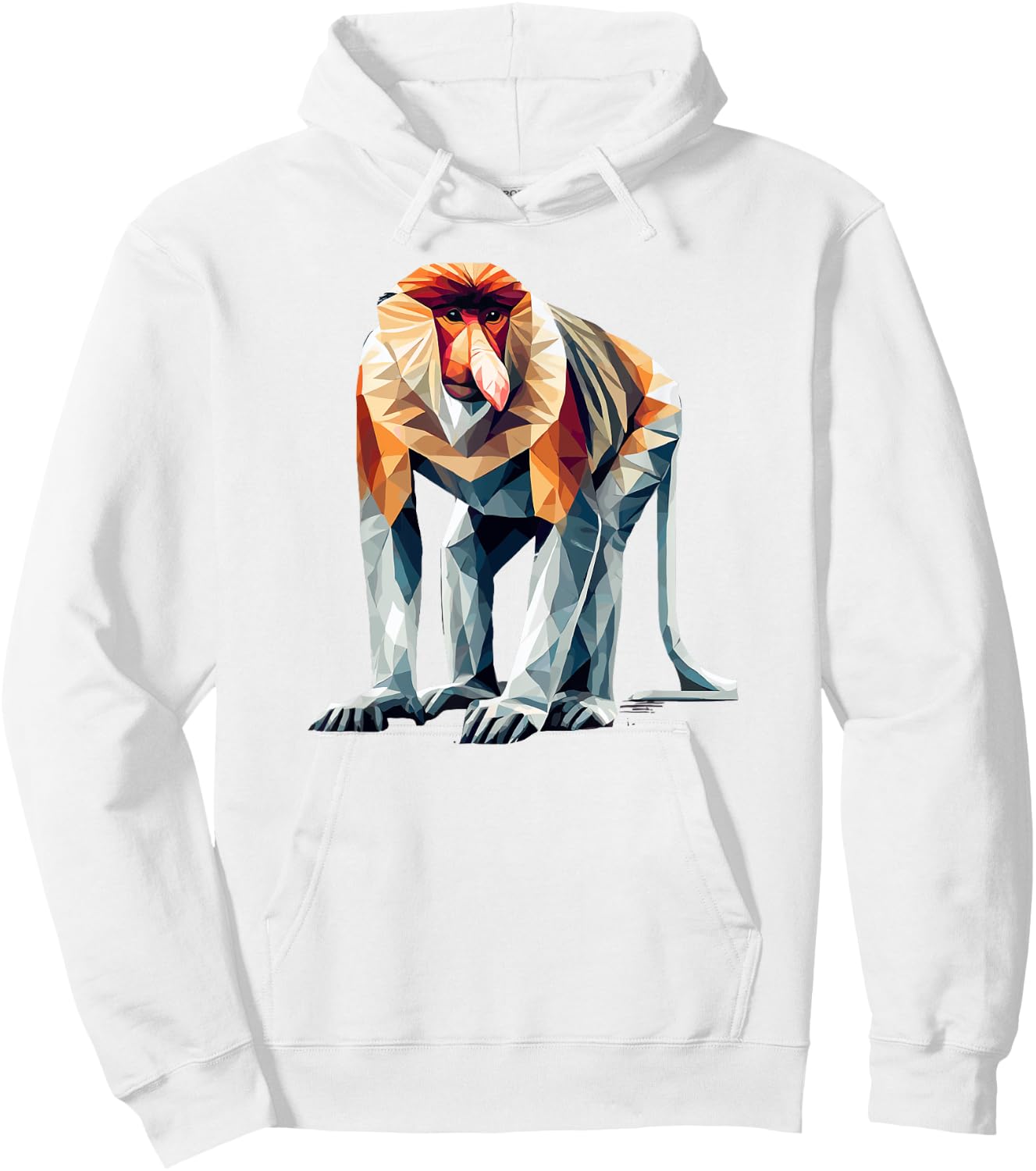 Geometric Art Proboscis Monkey Long-Nosed Monkey Hoodie - Hoodie | White