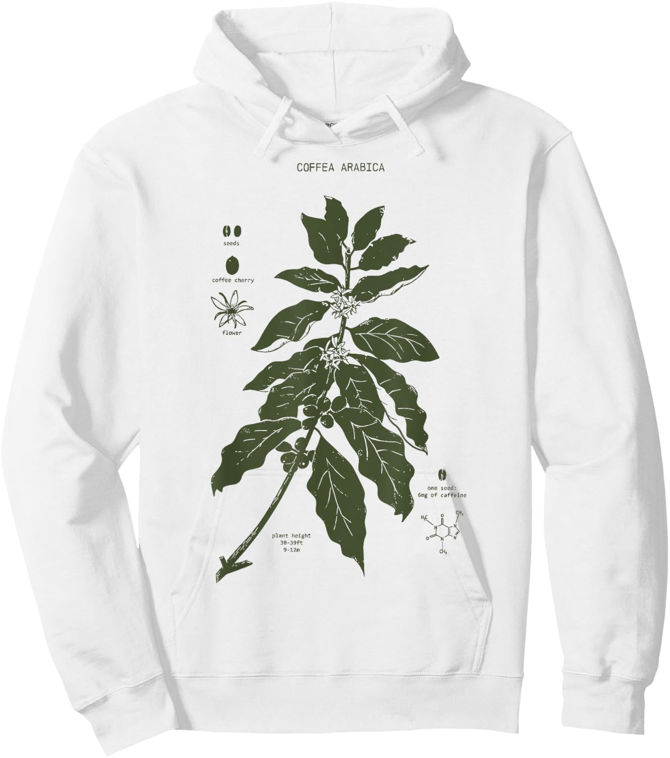 Vintage Coffee Plant Diagram Coffee Arabica Botanical Hoodie - Hoodie | White