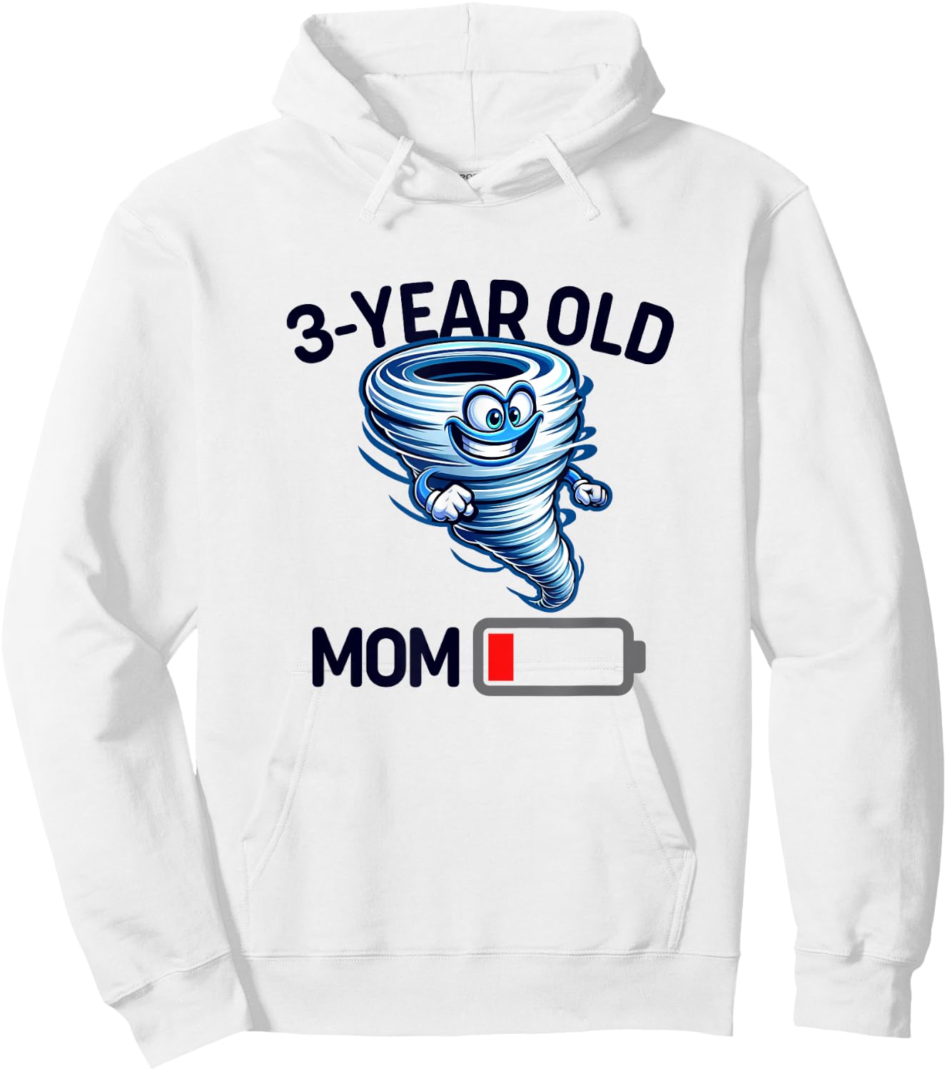 Funny Tired Mom Low Batt Mom of 3 Year Old Mothers Day Hoodie - Hoodie | White