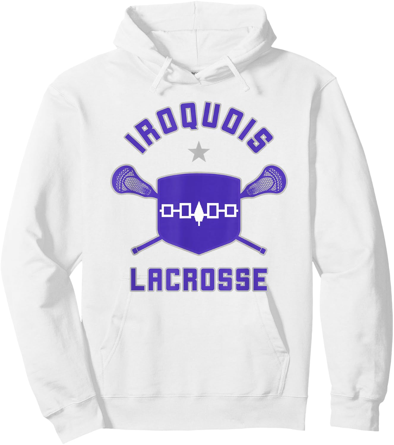 Iroquois Lacrosse Lax Sticks & Flag Hoodie - Hoodie | White