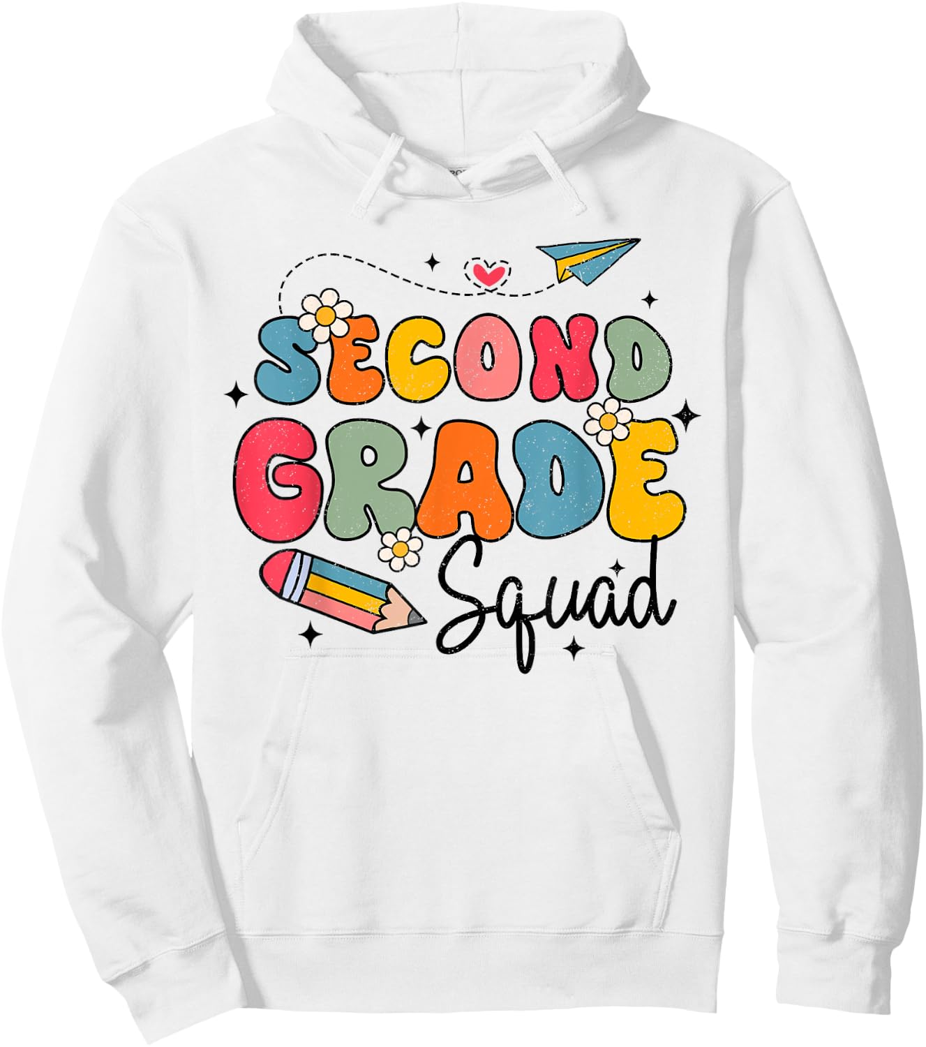 2nd Second Grade Squad Student Teacher Back To School Groovy Hoodie - Hoodie | White