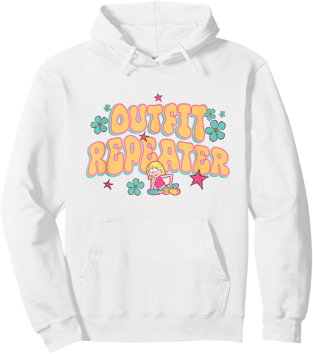 Disney Lizzy McGuire Outfit Repeater Retro Chest Text Logo Hoodie - Hoodie | White